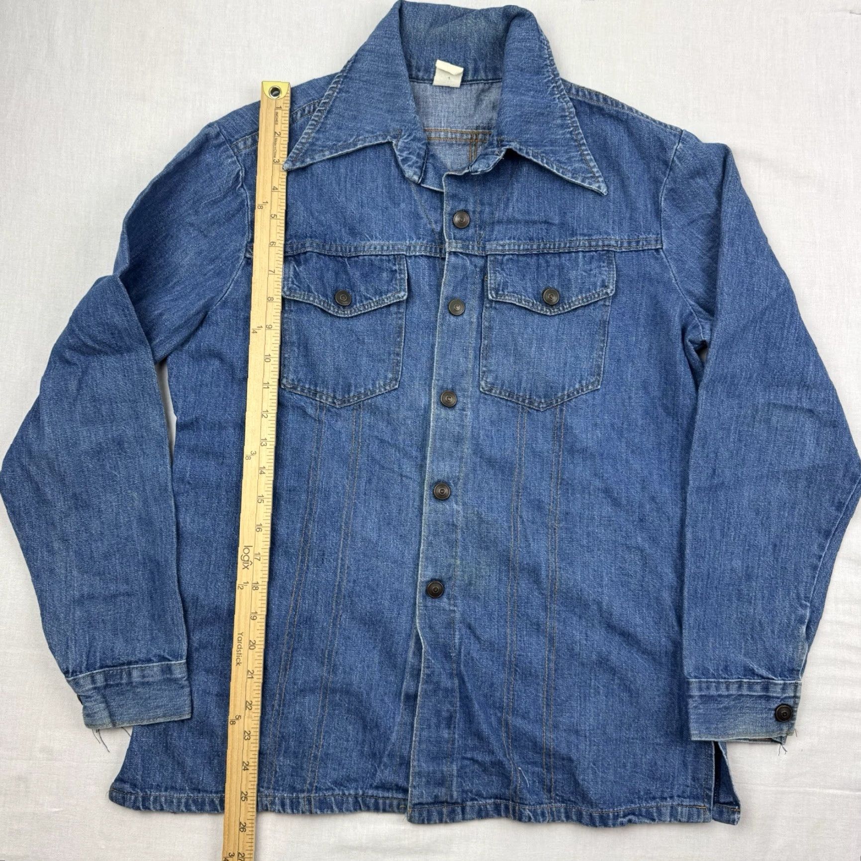 Denime VINTAGE Denim Button-Up Shirt Adult Medium Blue 70s Hipster Western Casual Men's M Size US M / EU 48-50 / 2 - 4 Thumbnail