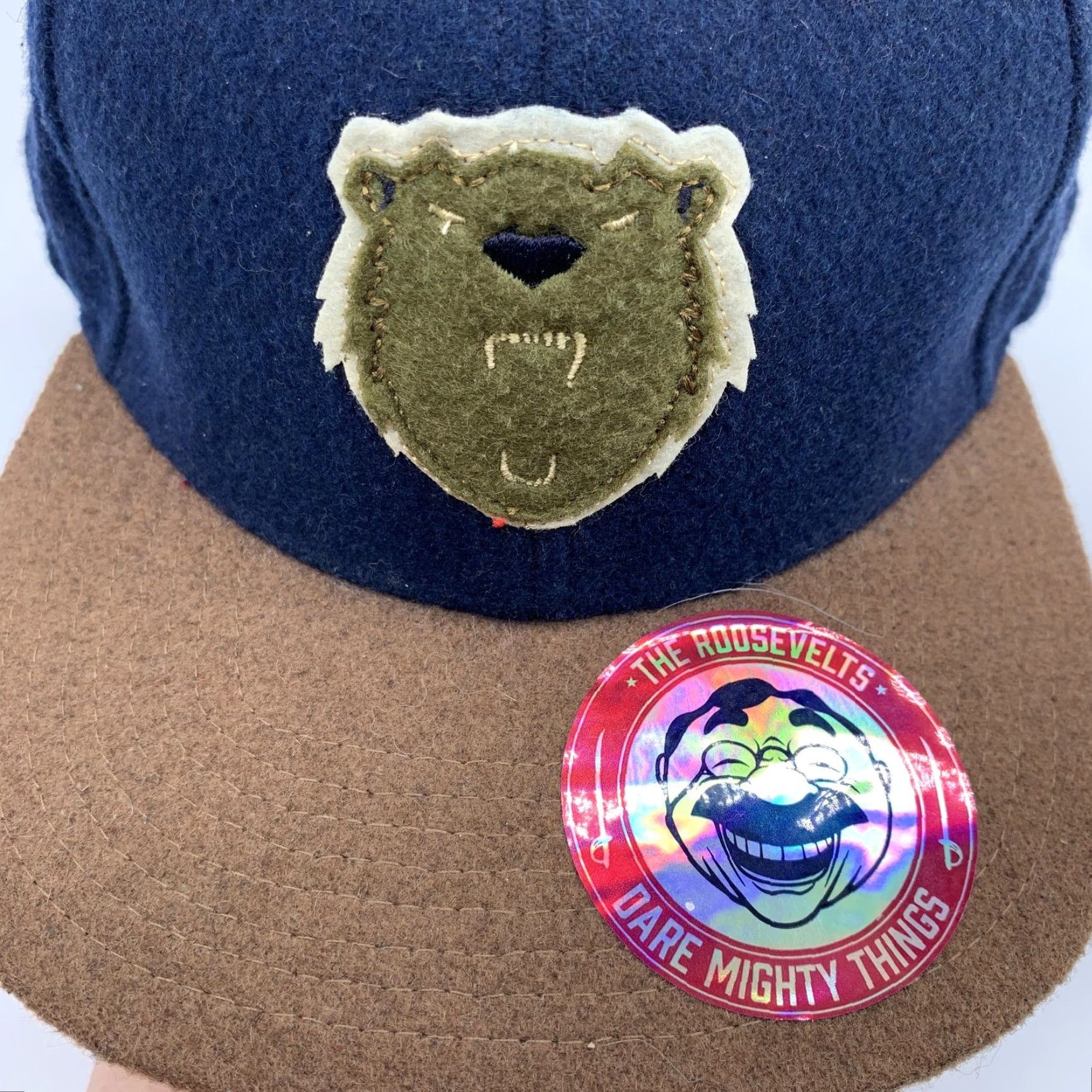 FELT RSVLTS Hat Cap Snap Back Mens Blue Wool Felt Bear Logo One Size Dare Mighty Men Black? Size ONE SIZE - 2 Thumbnail