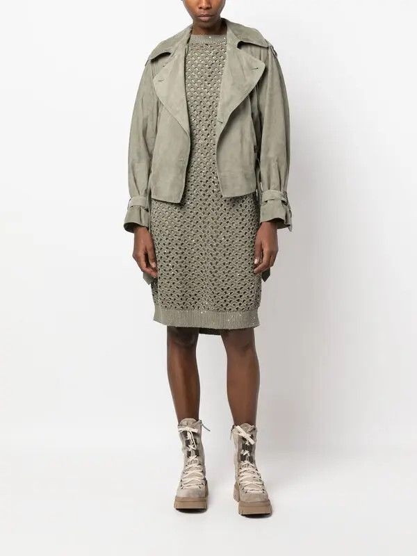 Brunello Cucinelli o1y0725 Mini Dress in Military Green Size M / US 6-8 / IT 42-44 - 5 Thumbnail