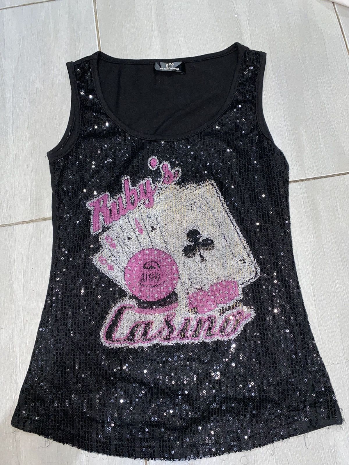 Beauty Beast Wealth Honor Ruby’s Casino Sequin Poker Style Slevee Shirt Size S / US 4 / IT 40 - 1 Thumbnail