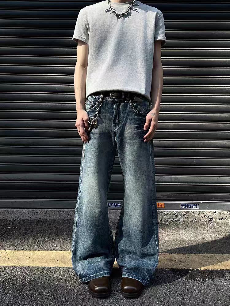 Jean Blue baggy wide-leg slightly flared jeans Size US 30 / EU 46 - 2 Thumbnail