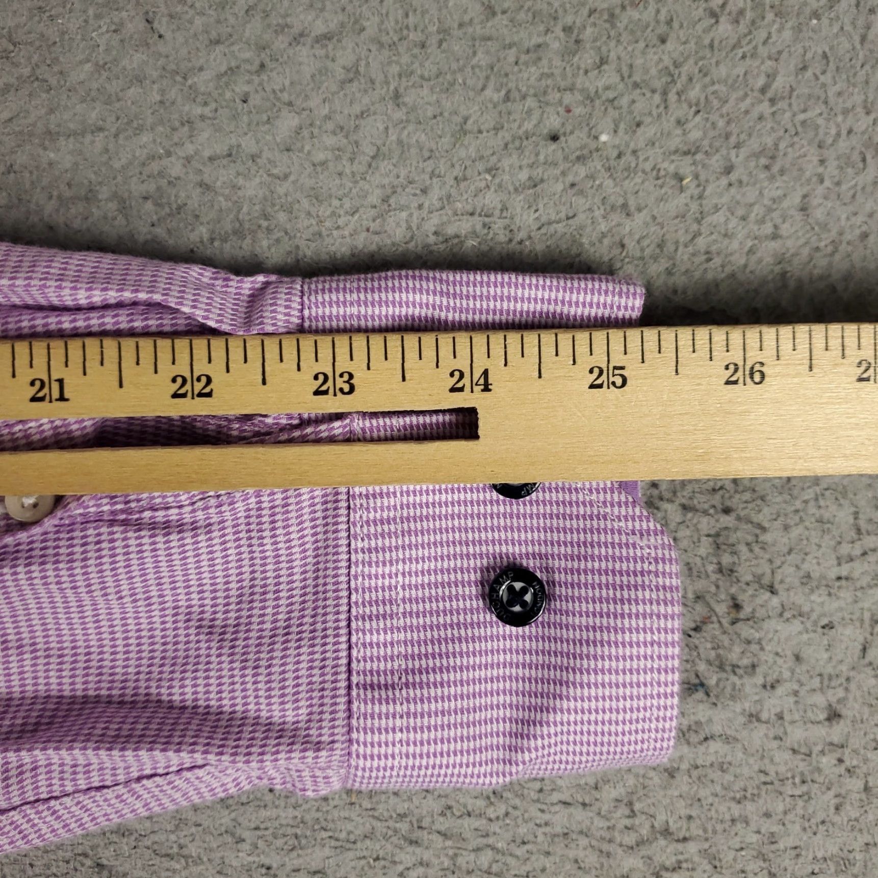 Vintage Duchamp Dress Shirt Mens 15.5 Medium Slim Fit Long Sleeve Purple Button Up Size 40R - 6 Thumbnail