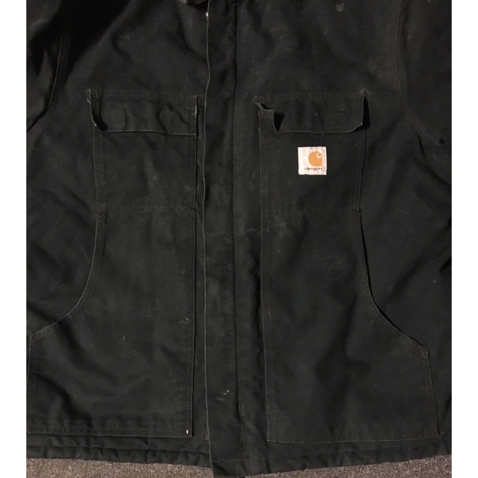 Carhartt VINTAGE Carhartt Chore Jacket 48 XXL Black Quilt Lined Distressed 90s 80s Grunge Biker Motorcycle Jacket Mens Carhartt Ridge Size US M / EU 48-50 / 2 - 3 Thumbnail