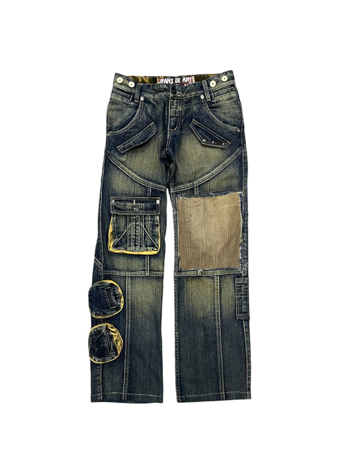 If Six Was Nine 2000s JEANS DE ART WASHABLE MULTIPOCKET JEANS RARE Size US 29 - 2 Thumbnail