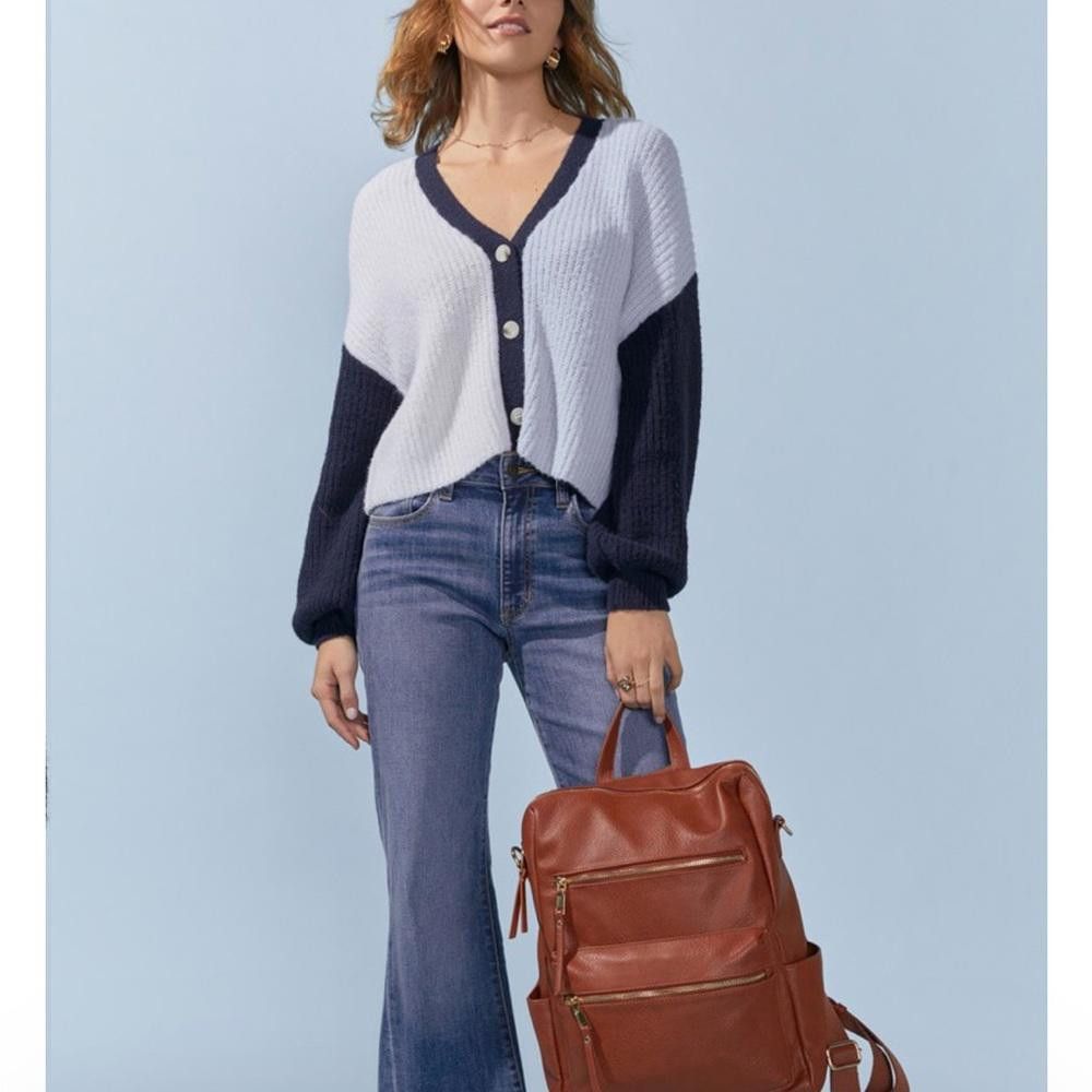 Designer FRANCESCA'S Dream Colorblock Short Cardigan Size XS / US 0-2 / IT 36-38 - 1 Thumbnail