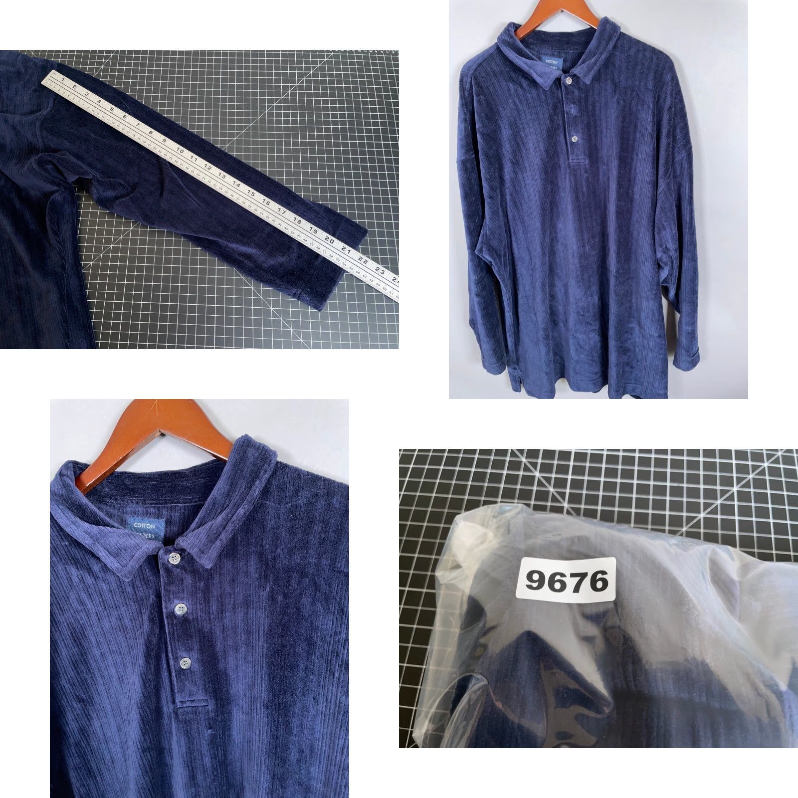 Cotton Traders Cotton Traders Polo Shirt Mens Big 2X Dark Blue Velour Long Sleeve Casual 90s Retro Size US XXL / EU 58 / 5 - 8 Thumbnail