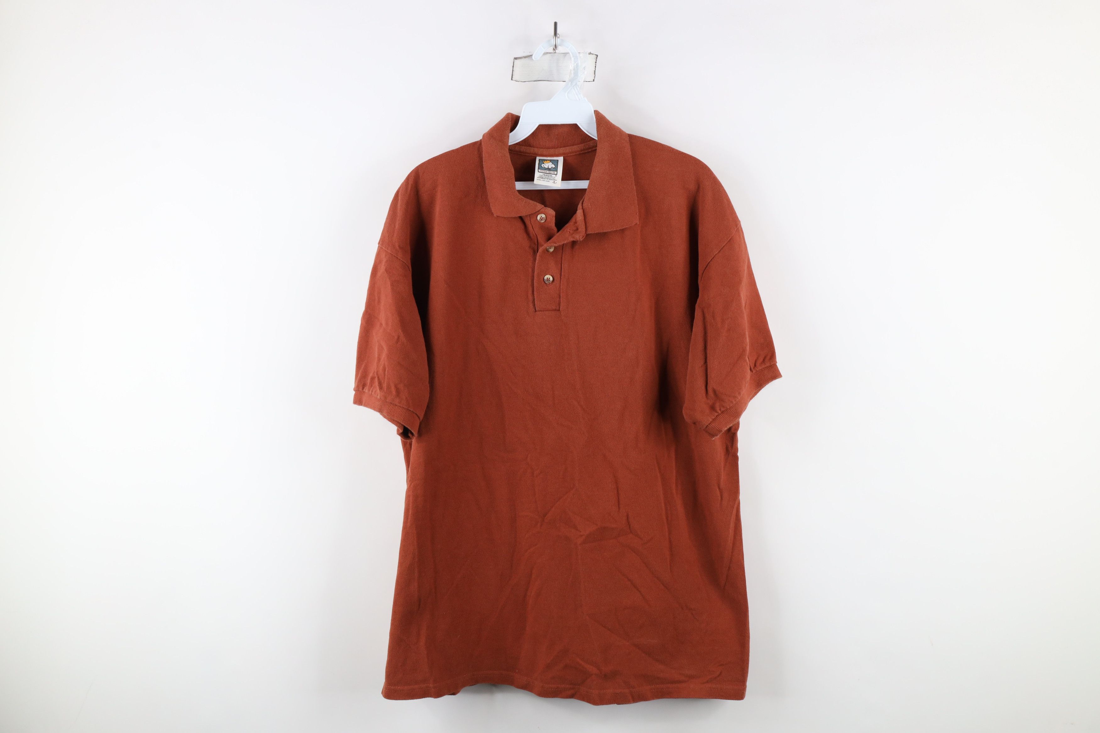 Vintage Vintage 90s Streetwear Collared Polo Shirt Burnt Orange USA Size US L / EU 52-54 / 3 - 1 Thumbnail