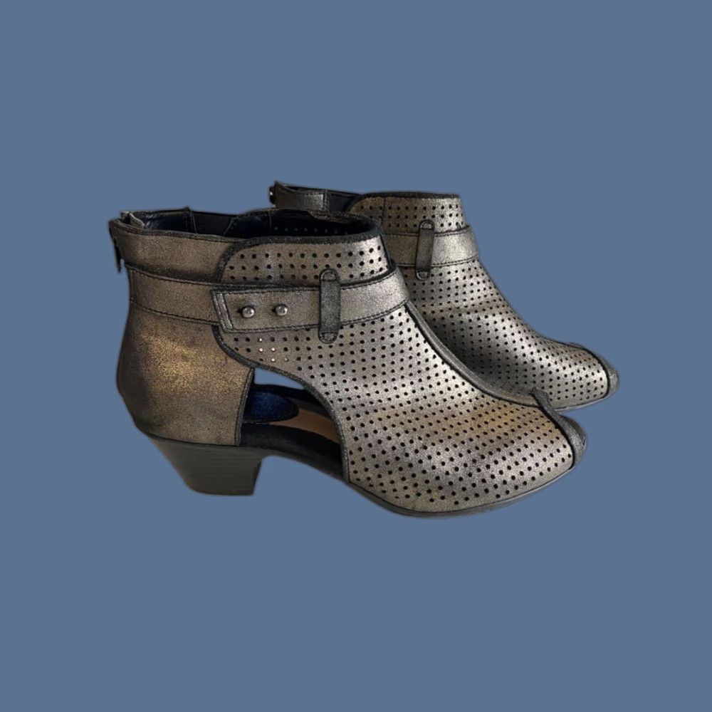 Vintage Earth Intrepid Women Pewter Leather Booties Open Toe Boots Size 11 Shoes Women Shoes Bootie Open Toe Leather Pewter 11 Womens Boots Size US 11 / IT 41 - 1 Thumbnail
