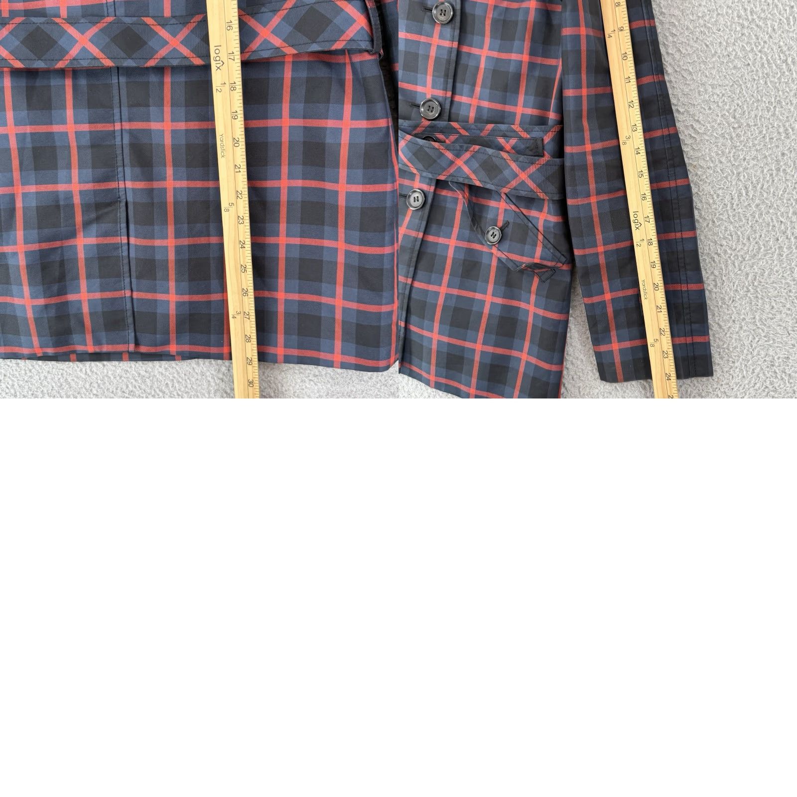 Coach VINTAGE Coach Trench Coat Women’s Medium Plaid Short Double Breasted Tattersall Belted Size 32" / US 10 / IT 46 - 9 Thumbnail