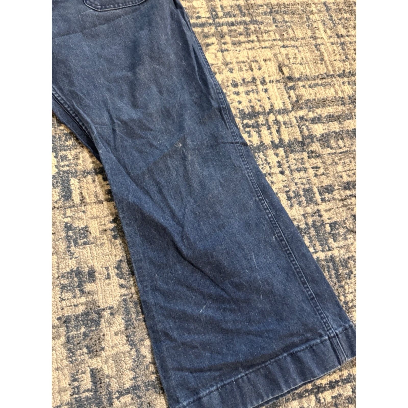 Vintage VTG 80s Seafarer US Navy Denim Utility Trousers Jeans Men’s Flare Bottom 33x26.5 Size US 33 - 4 Thumbnail