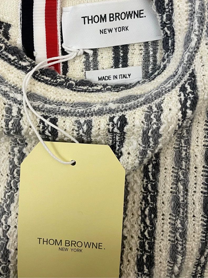 Thom Browne Thom browne Beige gray stripe jacquart silver buckle wool s Size S / US 4 / IT 40 - 6 Thumbnail