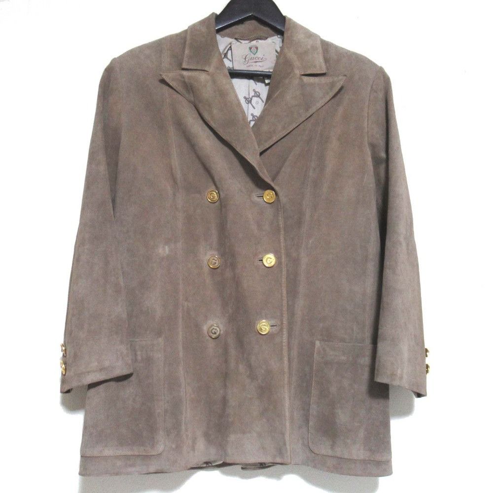 Gucci Gucci Gucci Vintage Logo Button Suede Leather Double-Breasted Jacket Leather Outerwear DUTY FREE for USA Size ONE SIZE - 1 Thumbnail