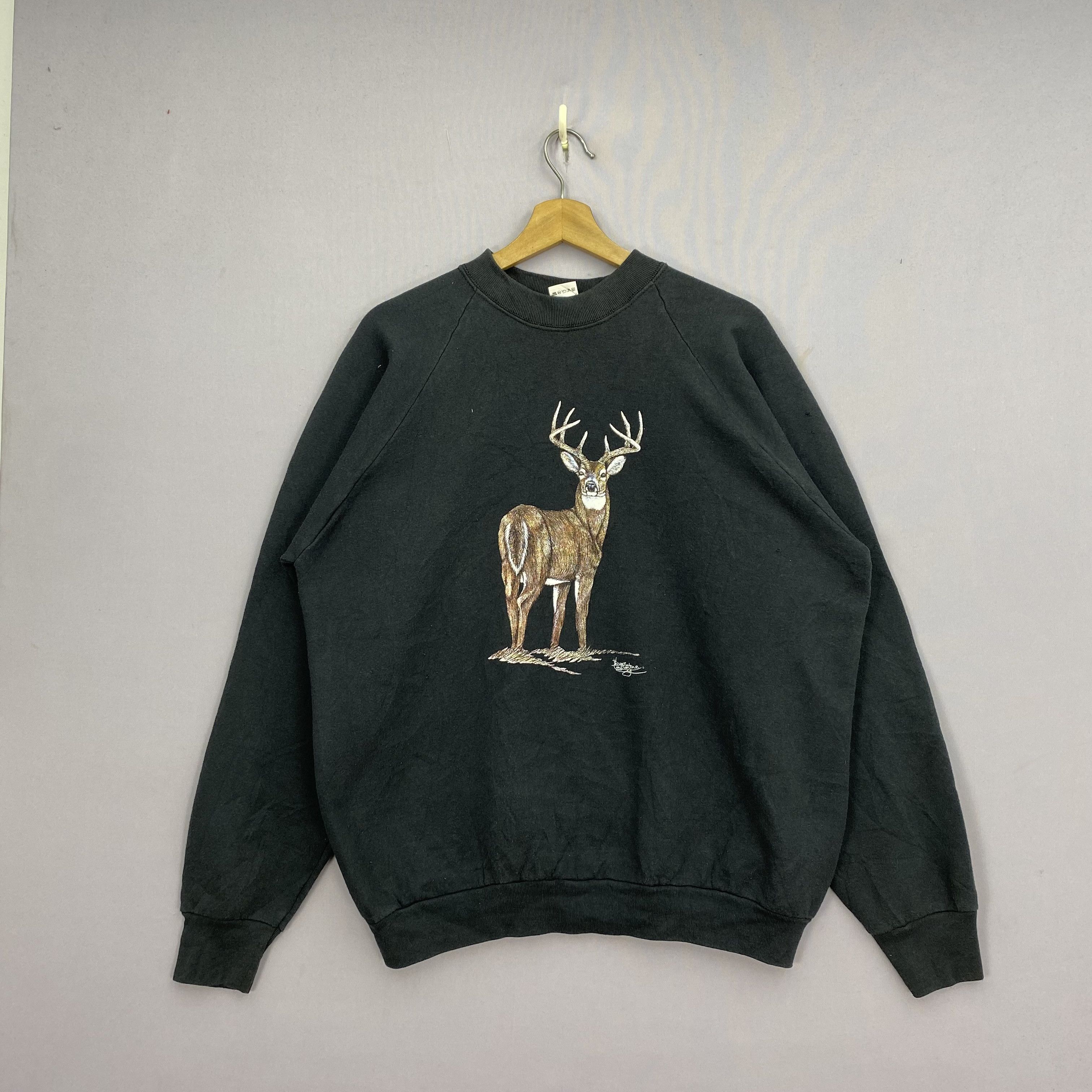 Vintage Vintage 90s Deer Sweater Dave Constawine Sweatshirt Size US L / EU 52-54 / 3 - 1 Thumbnail