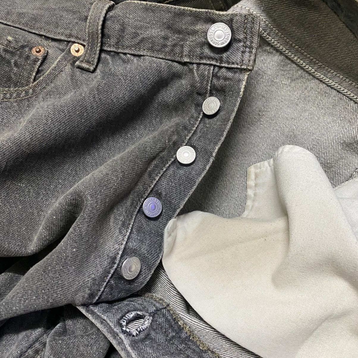 Vintage 90s Levis 501 Charcoal Jeans Distressed