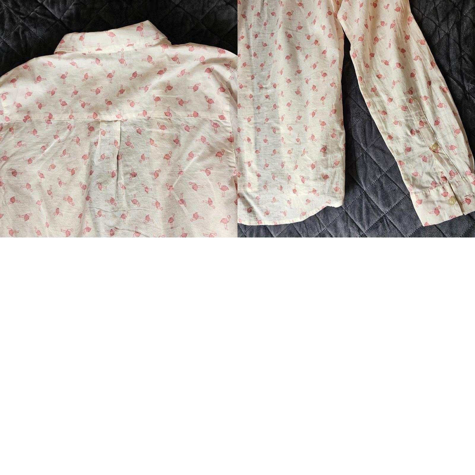 Madewell Madewell Pajama Top Shirt White Flamingo Print V-Neck Long Sleeve Button-Up Pocket Side Slit M/L? (Size S) Size S / US 4 / IT 40 - 8 Thumbnail