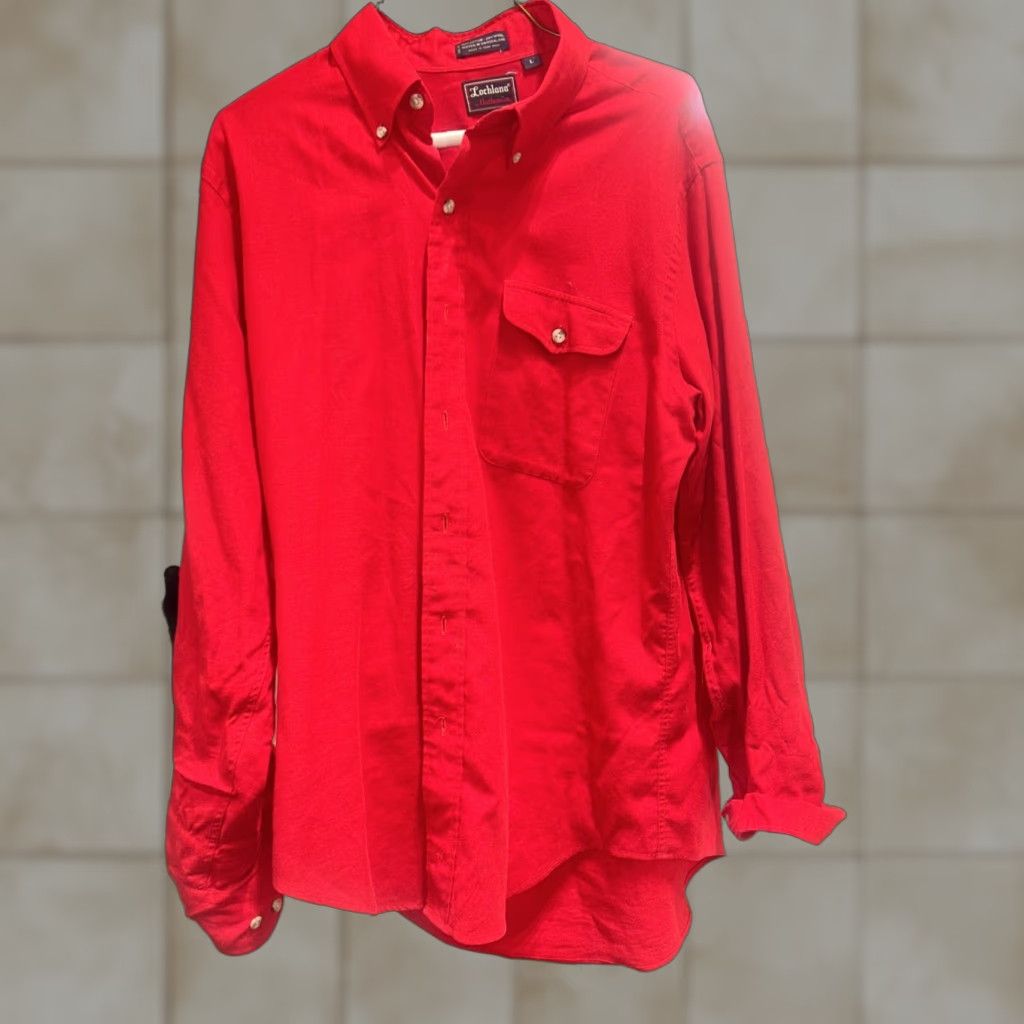 Vintage VTG 60s Lochlana Hathaway Red Wool Blend Shirt Long Sleeve Button-Front Large M Womens/Mens Rockabilly Vintage Shirt Size US M / EU 48-50 / 2 - 1 Thumbnail