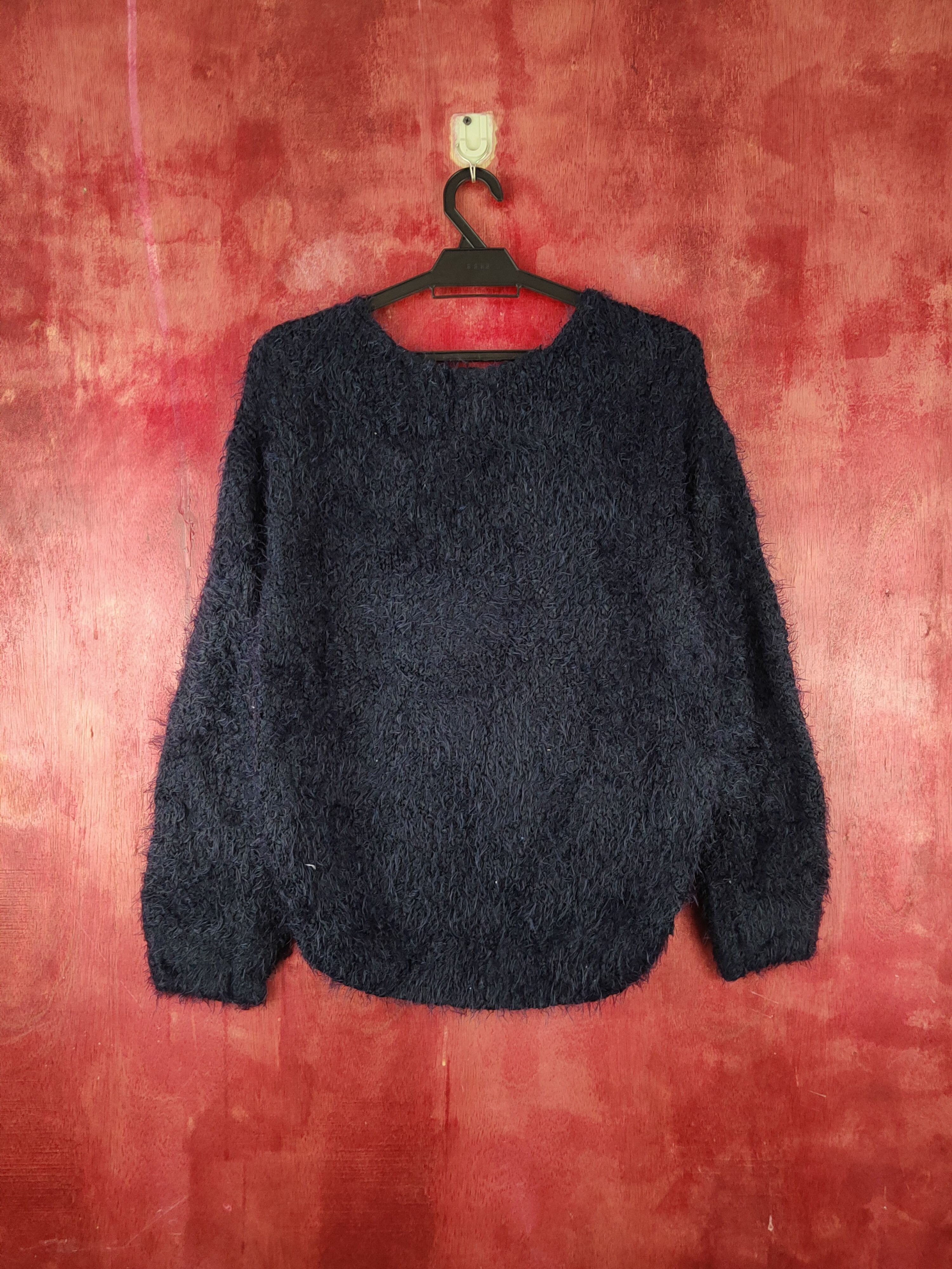 Homespun Knitwear × Japanese Brand × Vintage E Hypen World Gallery Navy Fur Mohair Knitwear #S1921 Size M / US 6-8 / IT 42-44 - 7 Thumbnail