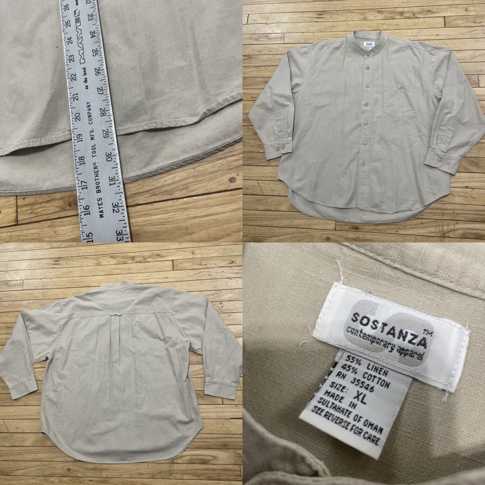 Vintage VINTAGE Sostanza Linen Shirt Men XL Beige No Collar Long Sleeve 90s Size US XL / EU 56 / 4 - 8 Thumbnail