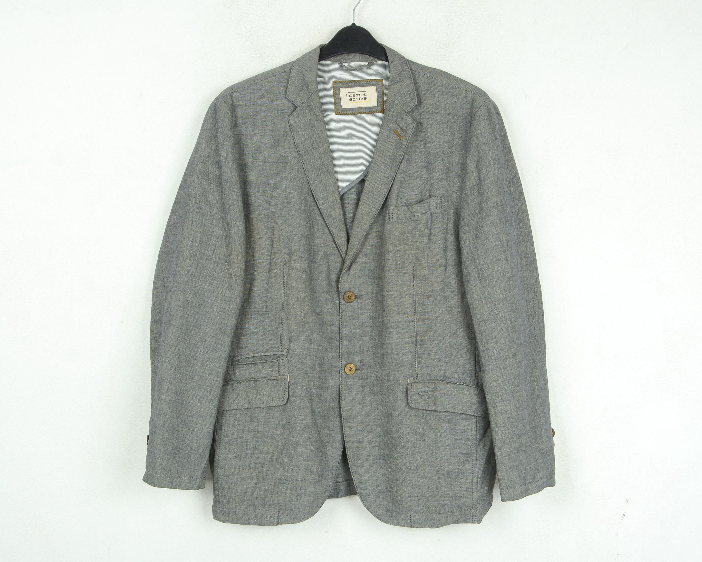 camel active Linen Cotton Blazer EU 52 Suit Jacket Sport L Coat Grey Flax Size 42R - 1 Thumbnail