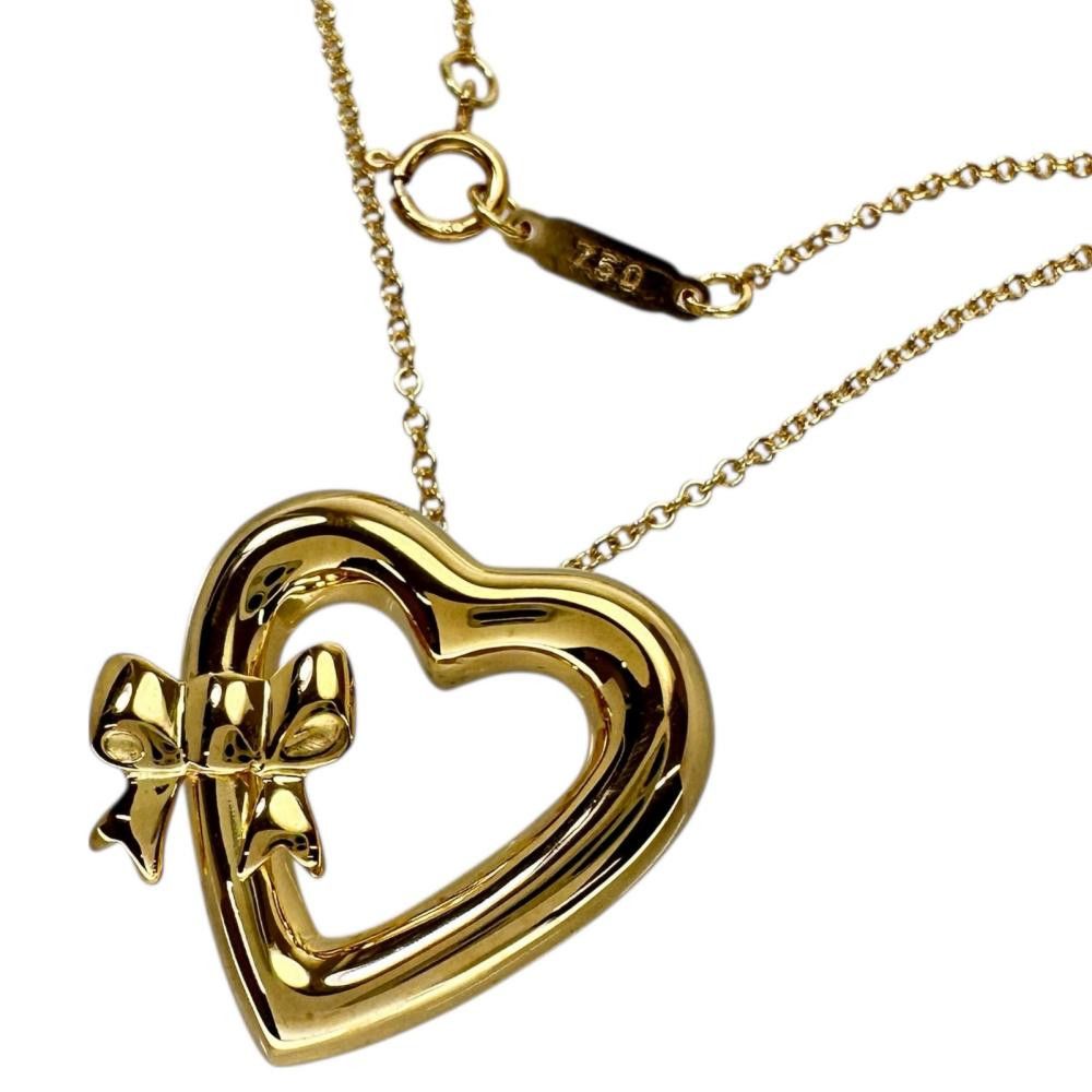 Tiffany & Co. Tiffany&Co. Heart&Bow Au750 Necklace Precious Metal Necklace DUTY FREE for USA