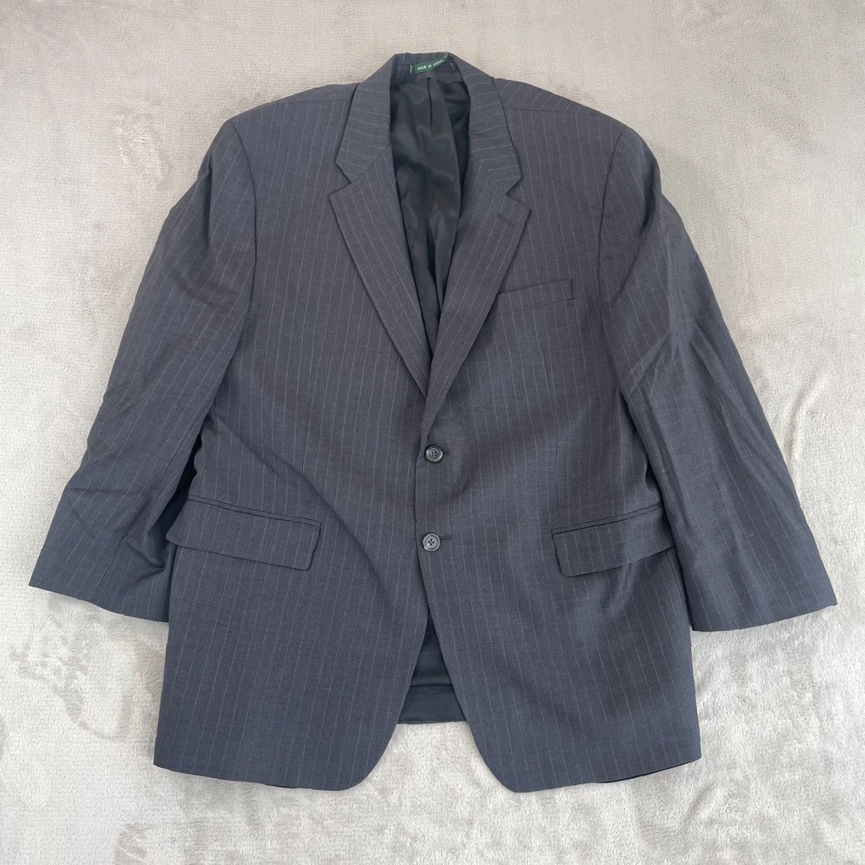 Ralph Lauren Lauren Ralph Lauren Suit Men 46R Grey Striped 100% Wool Pants 38X28 Cuffed Size 46R - 5 Thumbnail