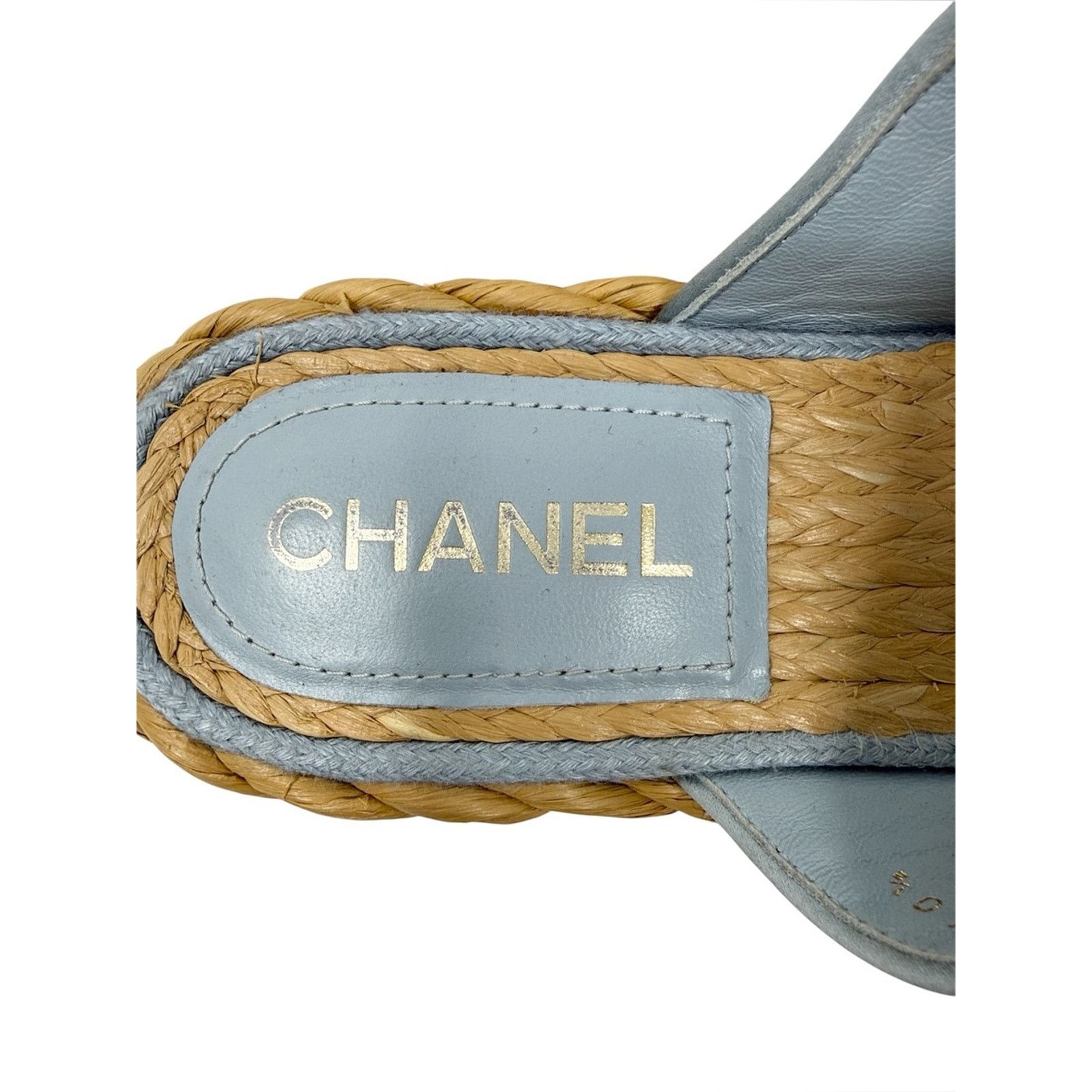 Chanel Chanel CC Terry Blue Thong Raffia Flat Slide Sandals EU 40.5 Size US 10.5 / IT 40.5 - 10 Thumbnail