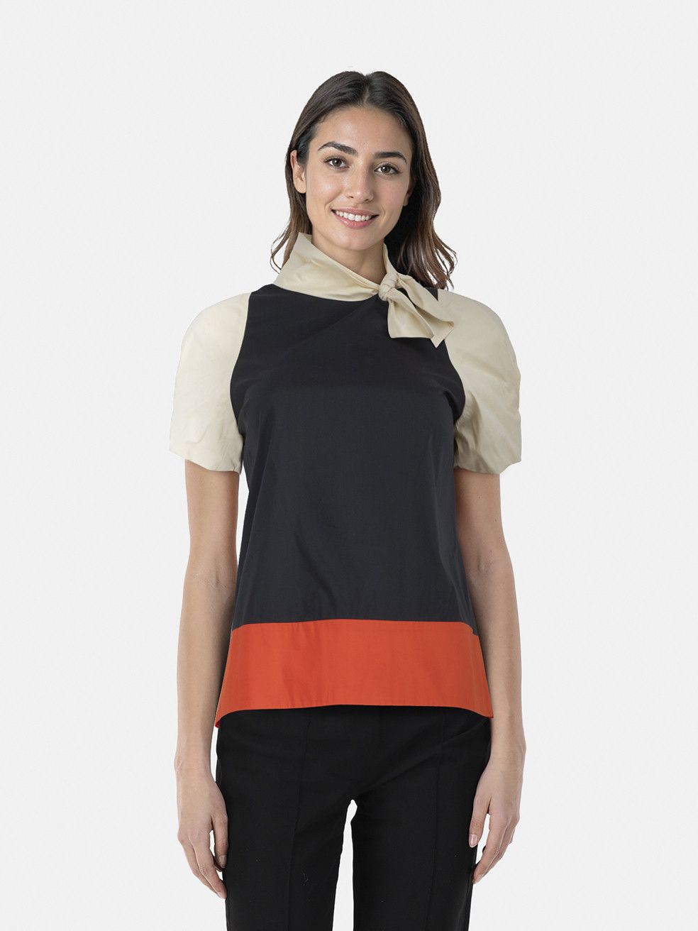 Bcbgmaxazria Tri Colour Short Sleeve Blouse Size XS / US 0-2 / IT 36-38 - 1 Thumbnail