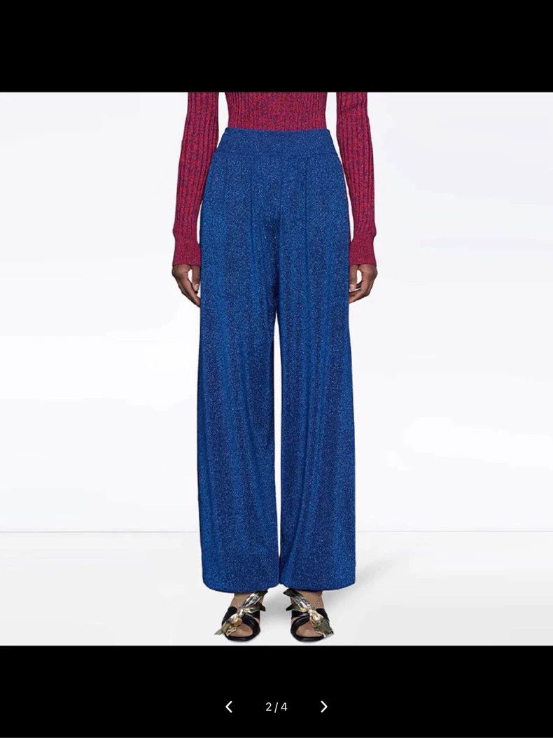 Gucci Gucci Size S Blue wool gold silk silver thread fine flash Size US 30 / EU 46 - 7 Thumbnail