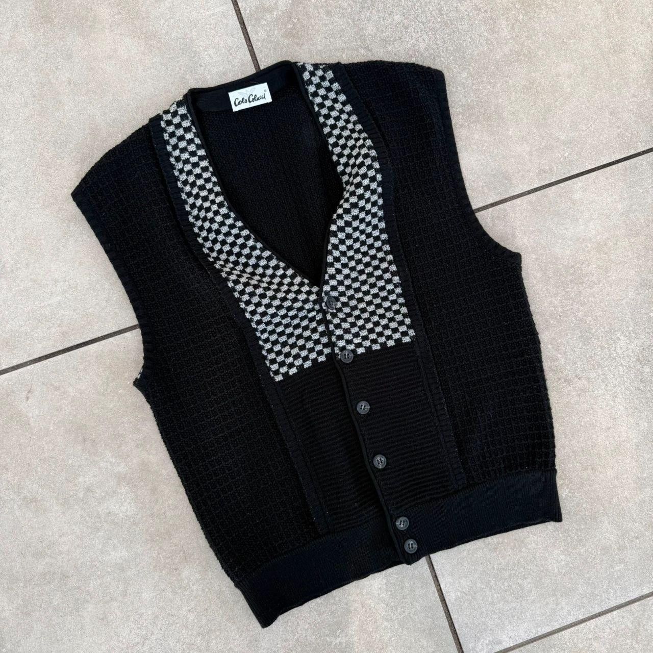 Carlo Colucci Carlo Colucci Vest Knitted Black White Size US M / EU 48-50 / 2 - 2 Thumbnail