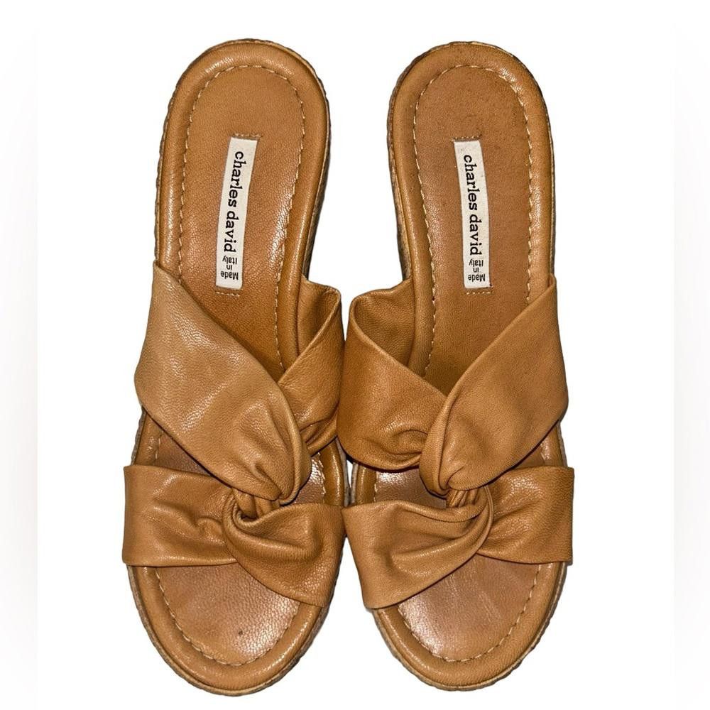 Designer Charles David l Tan Cork Hemp Platform Wedges 40/8.5 Size US 8.5 / IT 38.5 - 2 Thumbnail