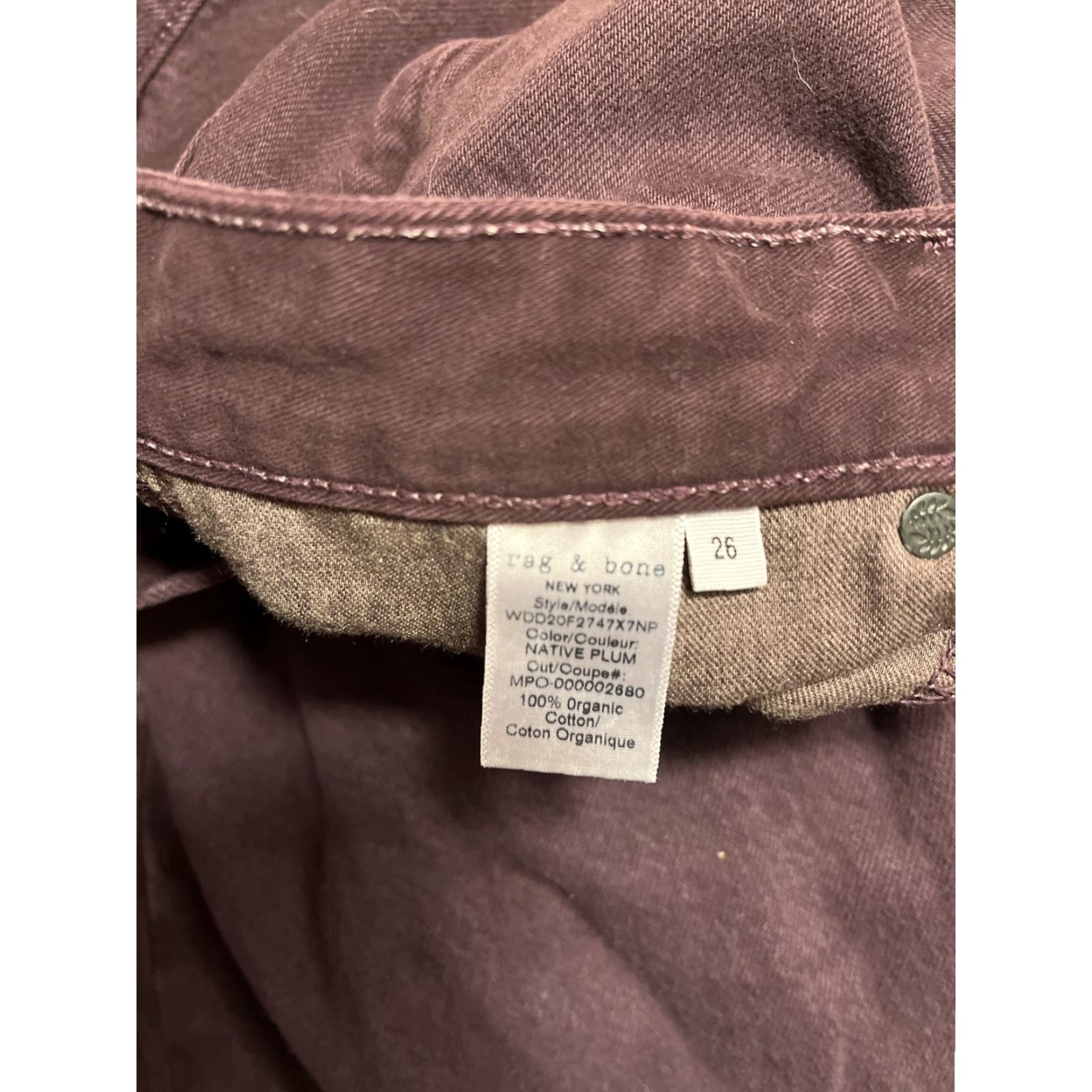 Rag & Bone VINTAGE Rag & Bone Women’s Jeans Ankle Slim Fit 26 High-Rise Cotton Native Plum Fall Winter Size ONE SIZE - 6 Thumbnail