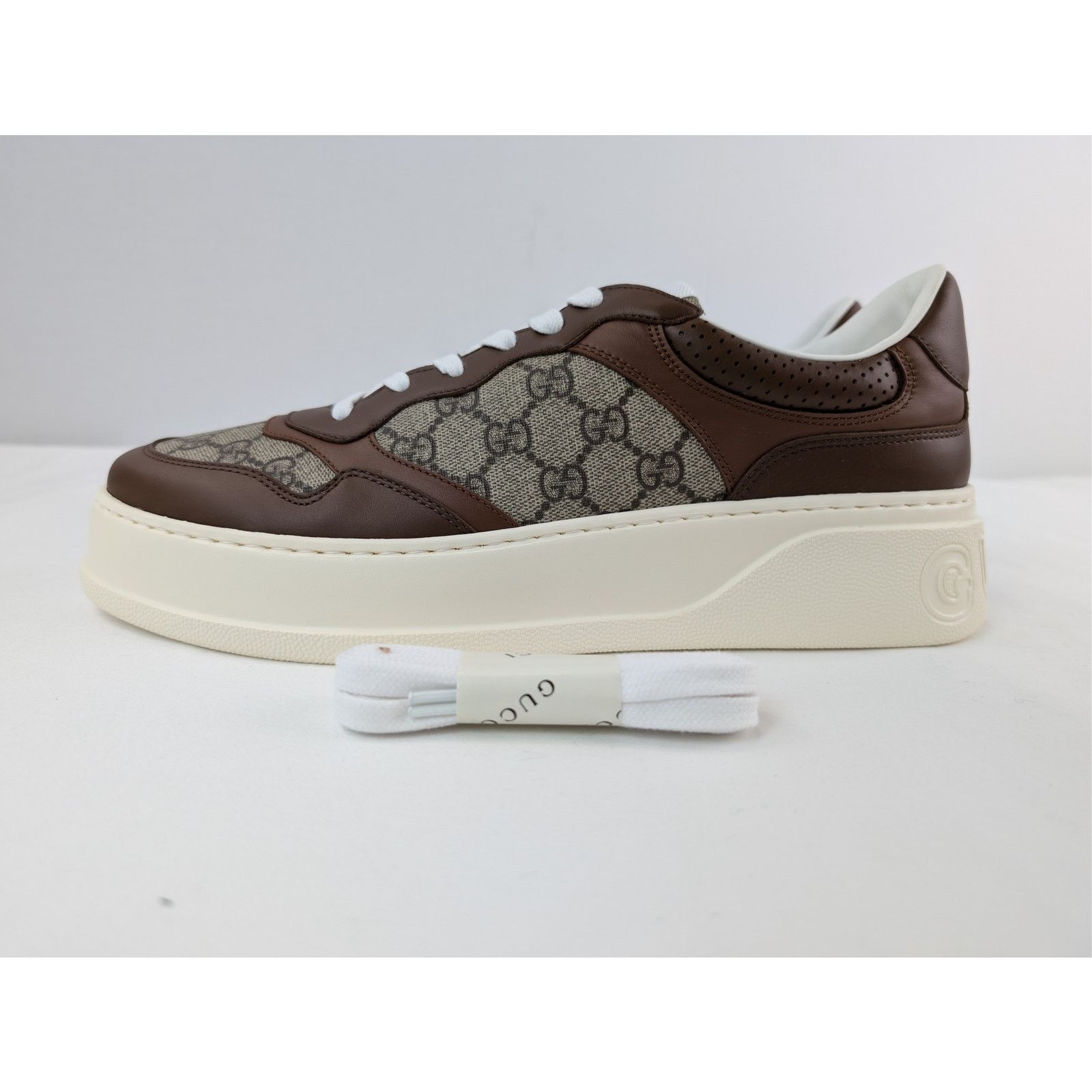 Gucci o1rshd1 GG Supreme leather-trimmed chunky sneakers in Brown Size US 12.5 / EU 45-46 - 11 Thumbnail