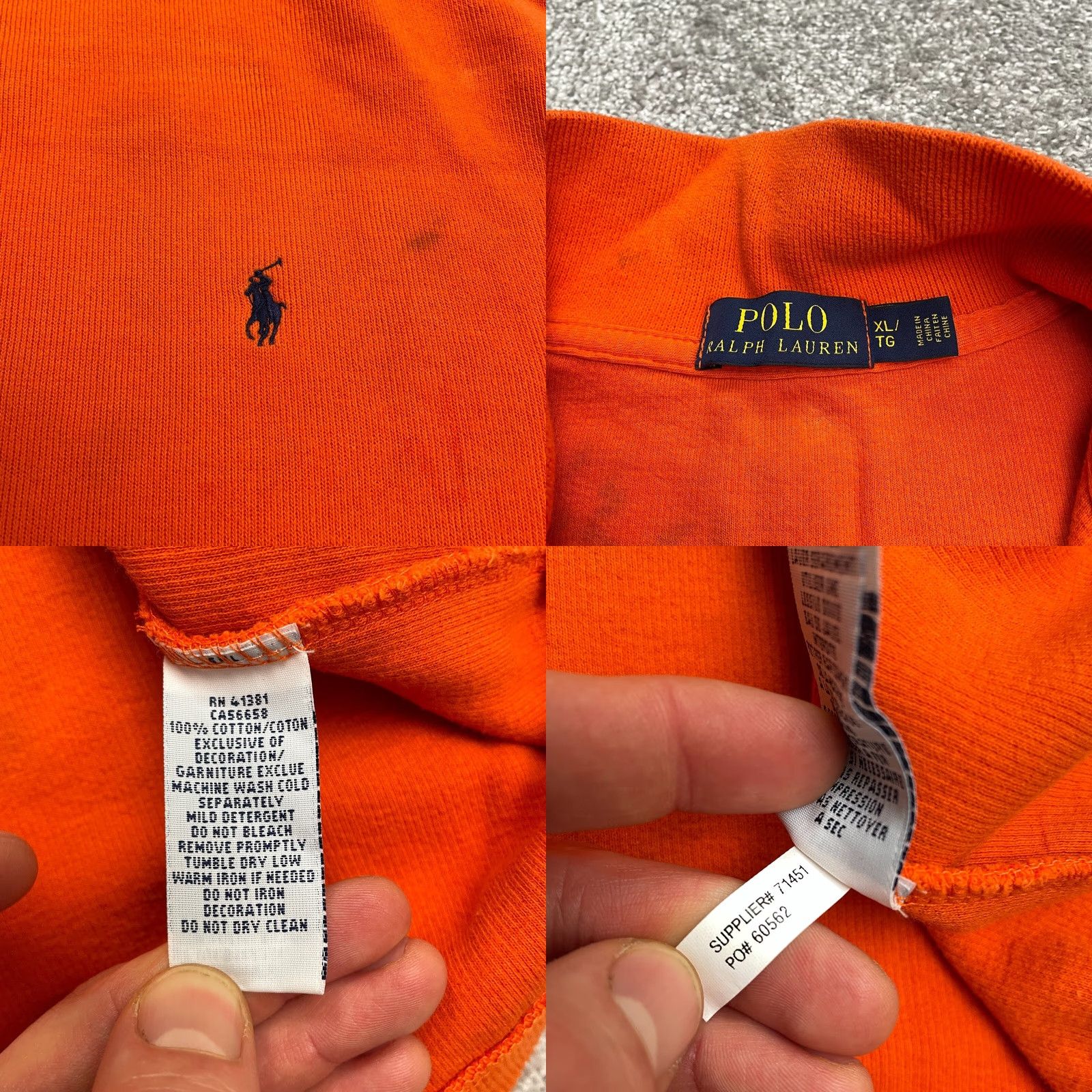 Polo Ralph Lauren Polo Ralph Lauren 1/4 Zip Sweater Mens XL Orange Cotton Mock Neck Casual Outdoor Shirt Size US XL / EU 56 / 4 - 8 Thumbnail