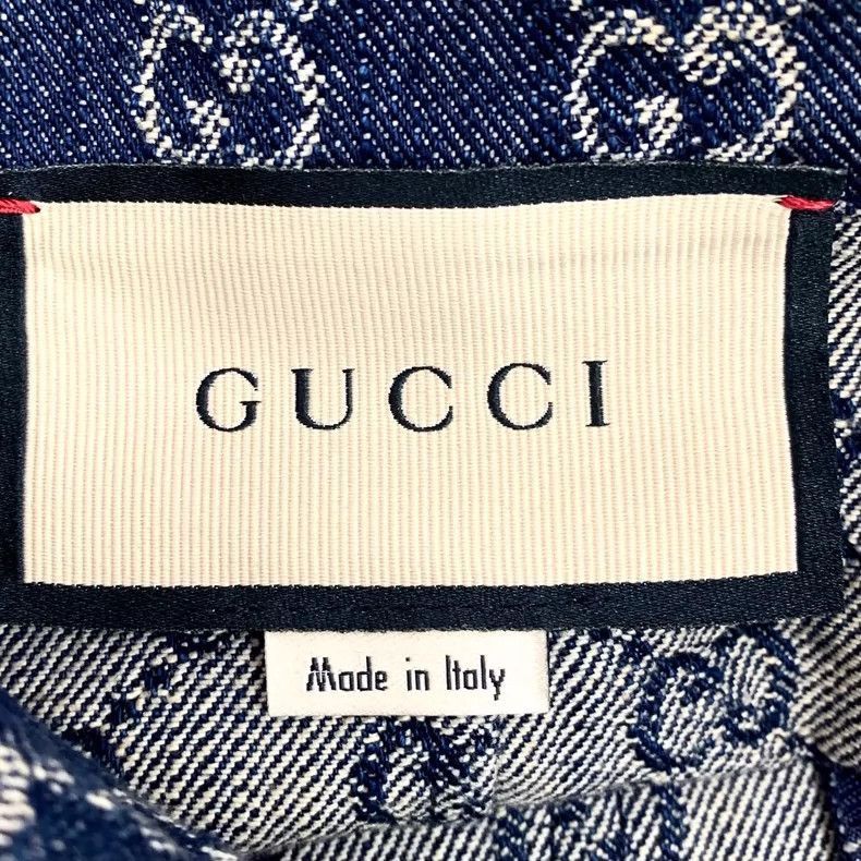 Gucci Gucci Blue Logo Print Denim Shorts-2505 Size 35" - 5 Thumbnail