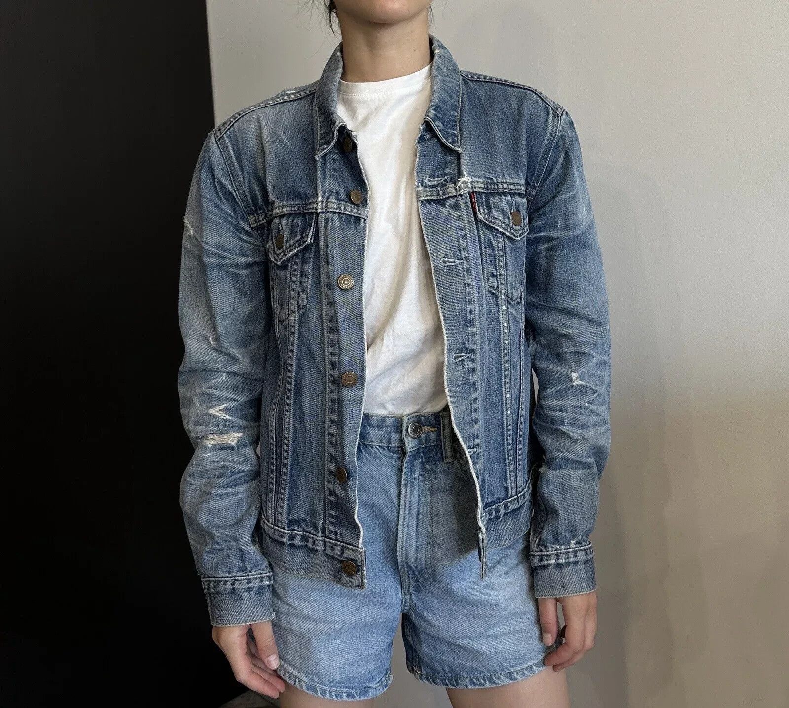 Levi's LEVIS VINTAGE JACKET COAT DENIM WOMENS Washing Distressed Size M / US 6-8 / IT 42-44 - 1 Thumbnail