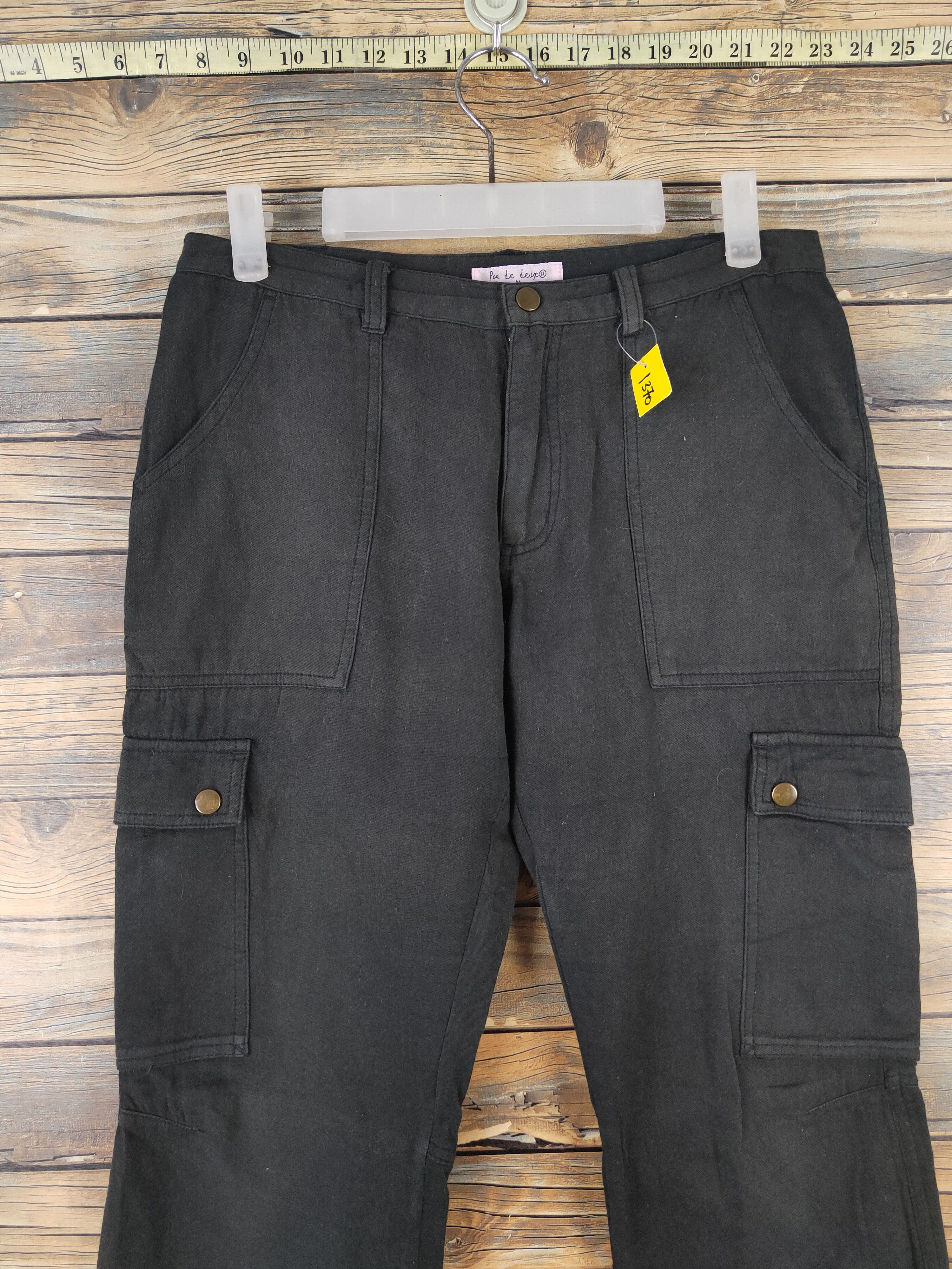 Japanese Brand DL Poe de Deux Black Multipocket Tactical Cargo Pants #1370 Size 29" - 2 Thumbnail