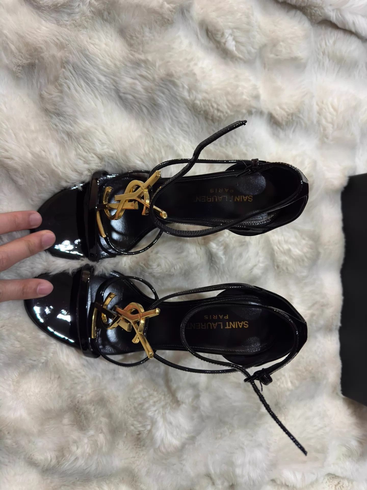 Saint Laurent Paris Saint Laurent Classic Black Gold Heels 38 Size US 7.5 / IT 37.5 - 6 Thumbnail