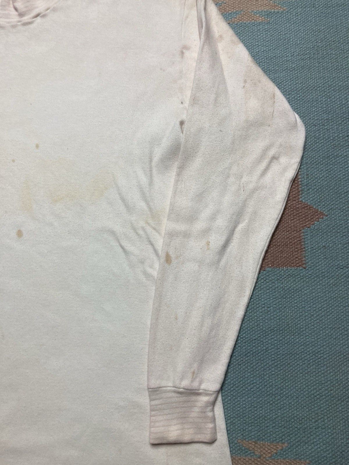 Vintage 1950s t shirt blank white soft cotton stained grunge large Size US L / EU 52-54 / 3 - 4 Thumbnail