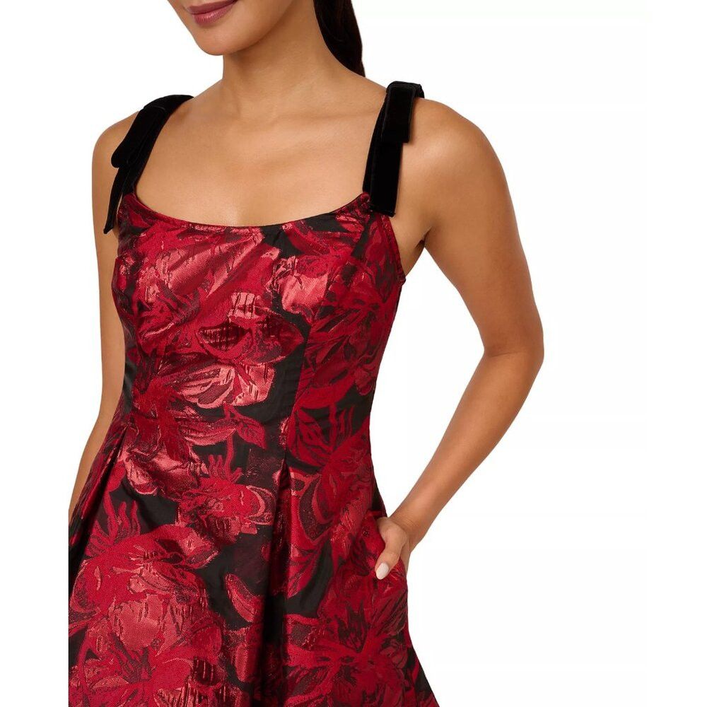Adrianna Papell NWT New $179 Adrianna Papell Metallic-Jacquard Bow-Strap Dr Size XL / US 12-14 / IT 48-50 - 2 Thumbnail