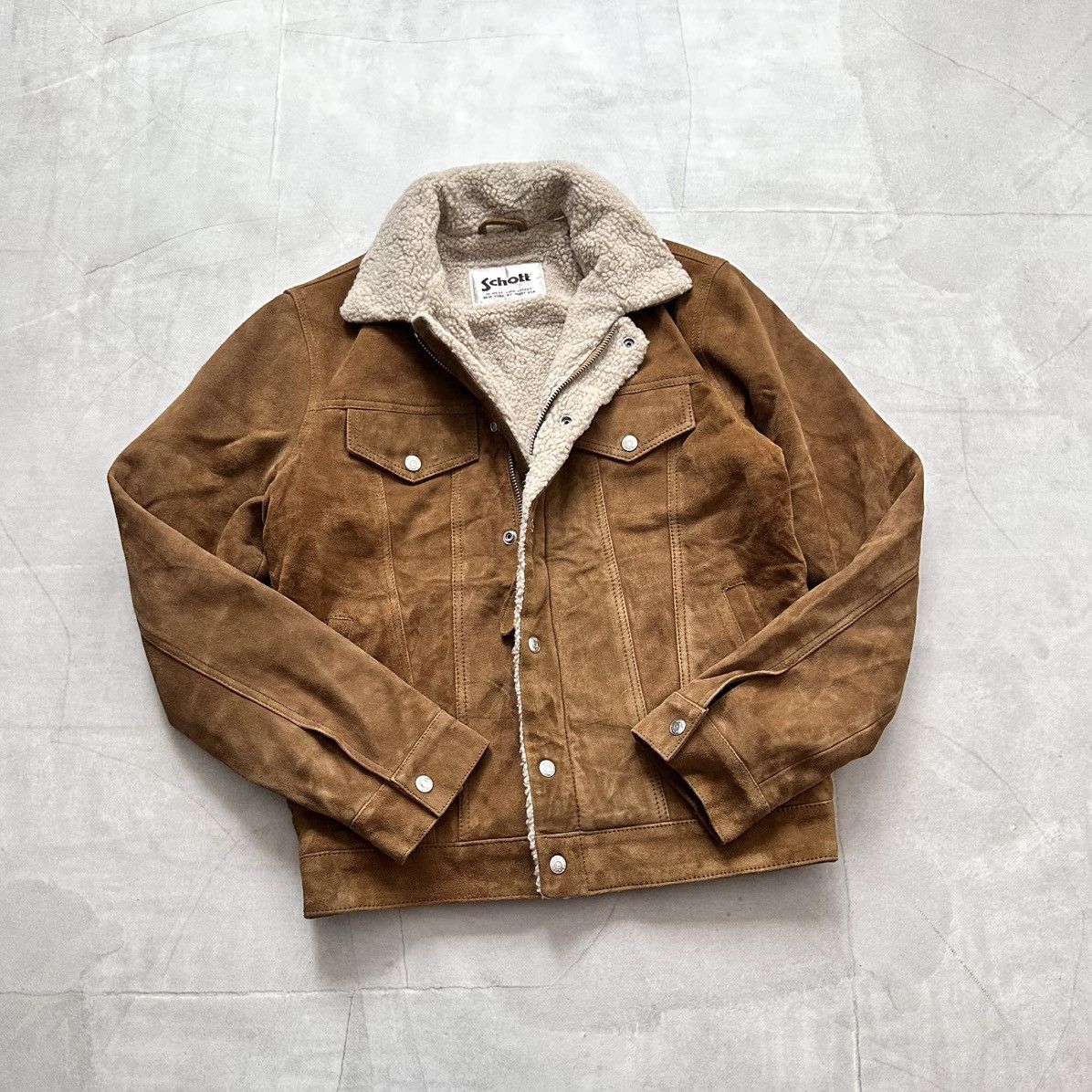 Schott Schott NYC Goat Suede Rancher Trucker Jacket Sherpa Avirex Size US S / EU 44-46 / 1 - 8 Thumbnail