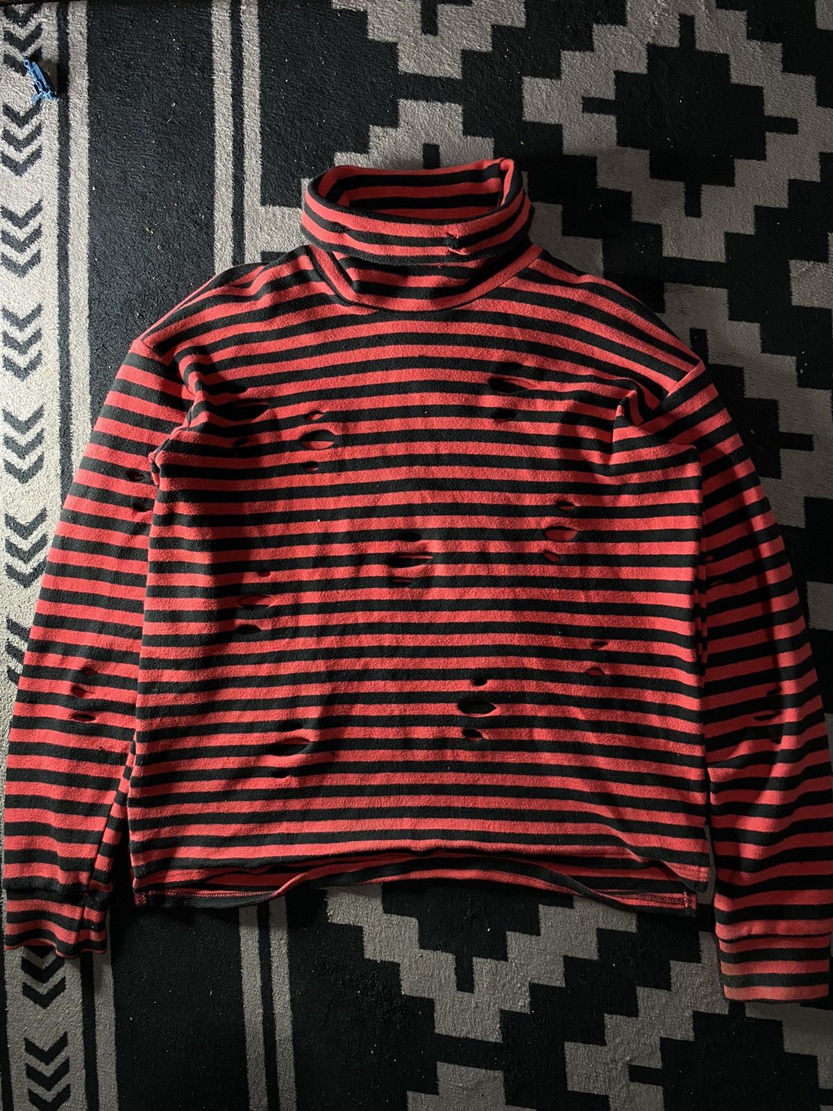 20471120 Vintage distressed grunge striped turtle neck sweatshirts Size US M / EU 48-50 / 2 - 1 Thumbnail