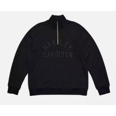 Harley Davidson NWT HARLEY DAVIDSON STAPLE 1/4 ZIP BLACK MOCK SWEATSHIRT M Size US M / EU 48-50 / 2 - 1 Thumbnail