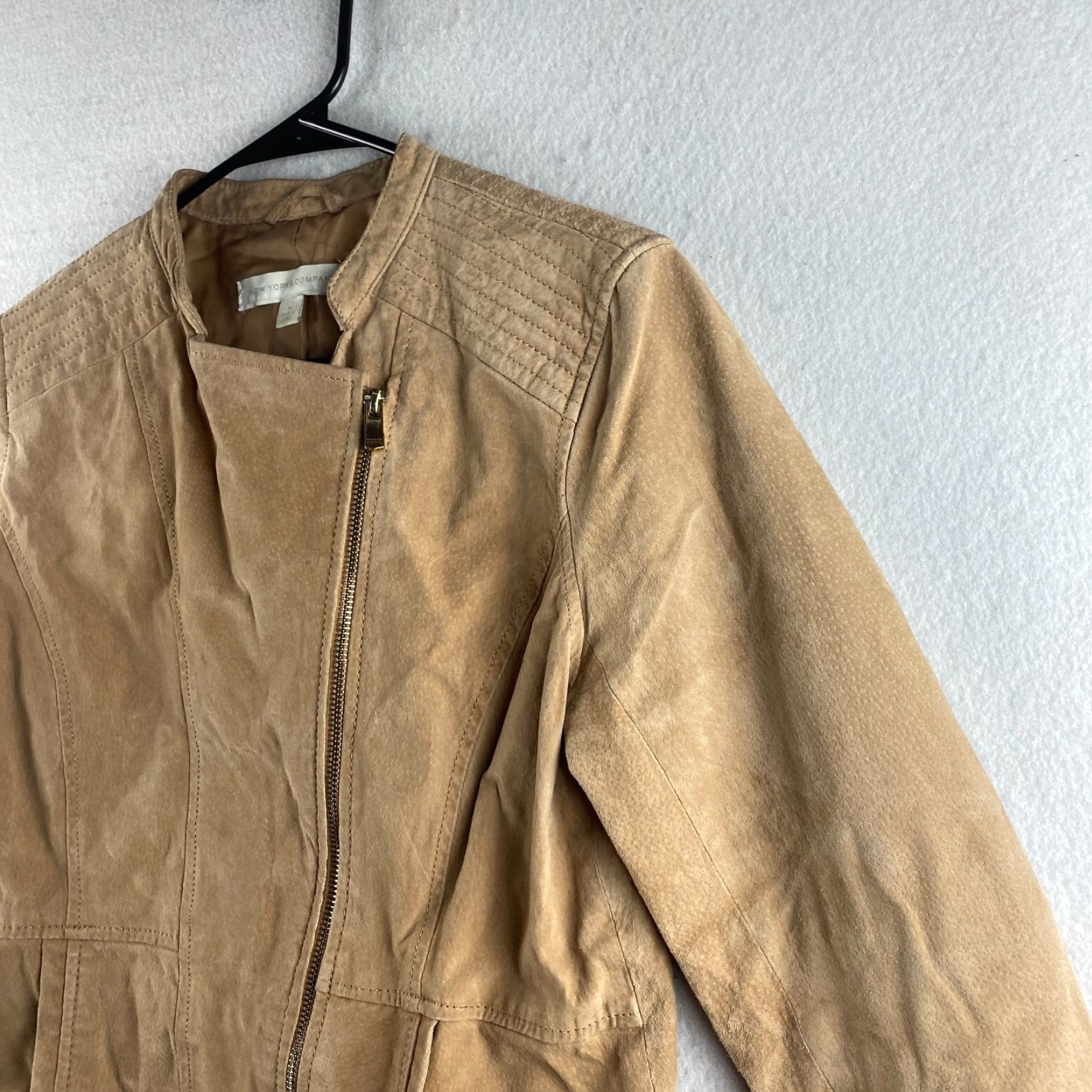 Vintage New York & Company Leather Jacket Womens M Beige Motorcycle Jacket Zip Size M / US 6-8 / IT 42-44 - 7 Thumbnail