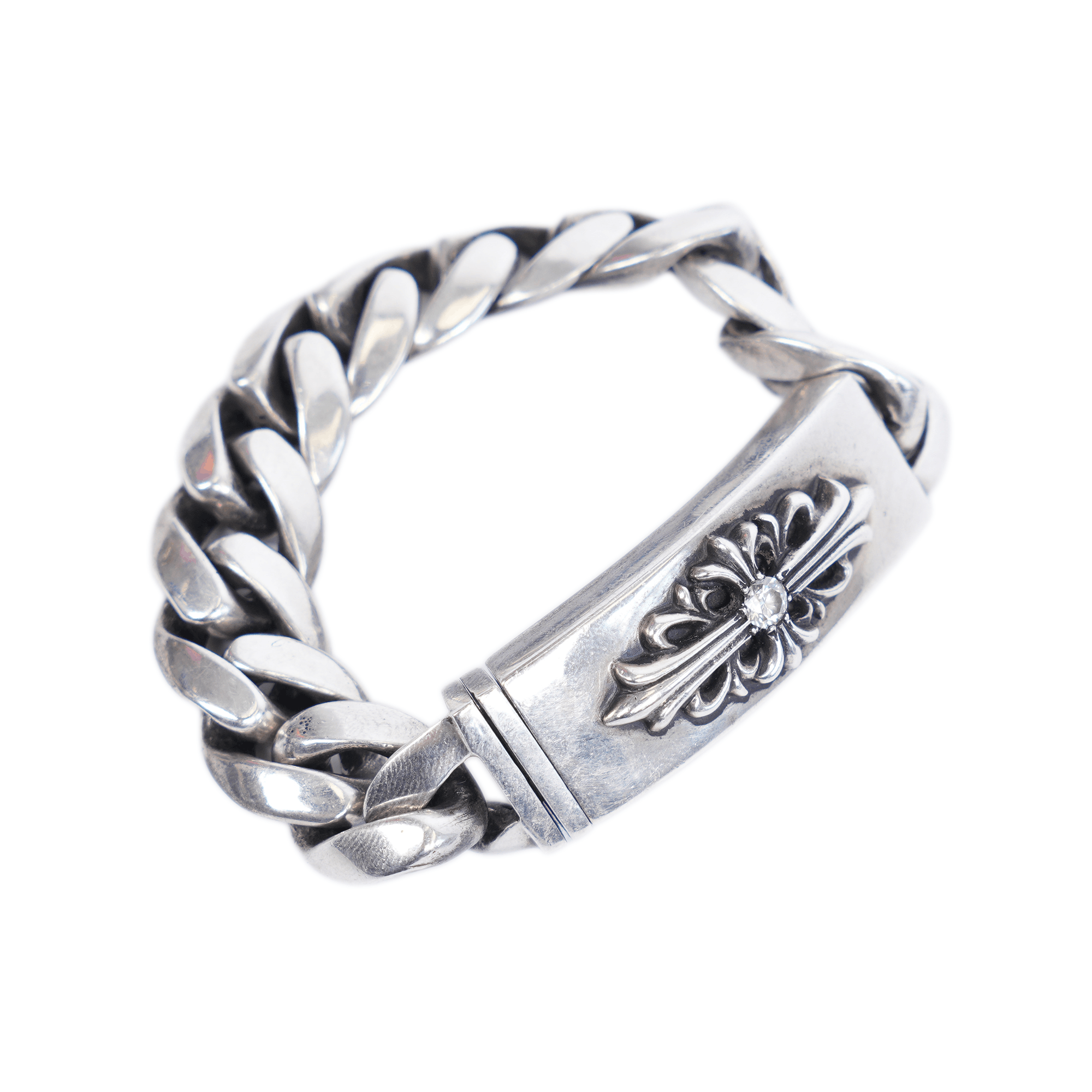 Chrome Hearts CHROME HEARTS FLORAL CROSS ID BRACELET WITH DIAMOND Size ONE SIZE - 1 Thumbnail