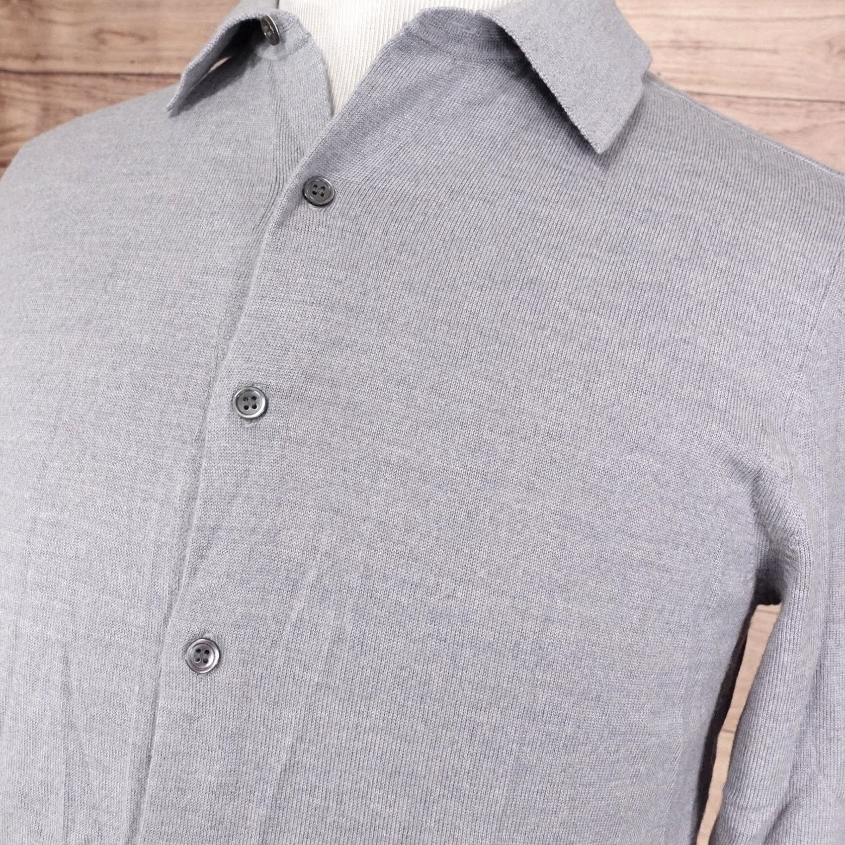 Theory Theory Mens Medium Gray Merino Wool Button-Up Long Sleeve Shirt Size US M / EU 48-50 / 2 - 2 Thumbnail