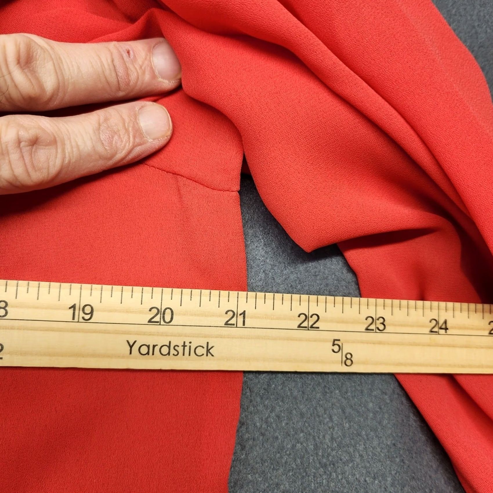 Worthington VINTAGE Worthington Blouse Womens L Red Long Sleeve Button Up Collar - Polyester, Solid, Ruffle, 12, Hong Kong, Regular, Womens Size L / US 10 / IT 46 - 5 Thumbnail