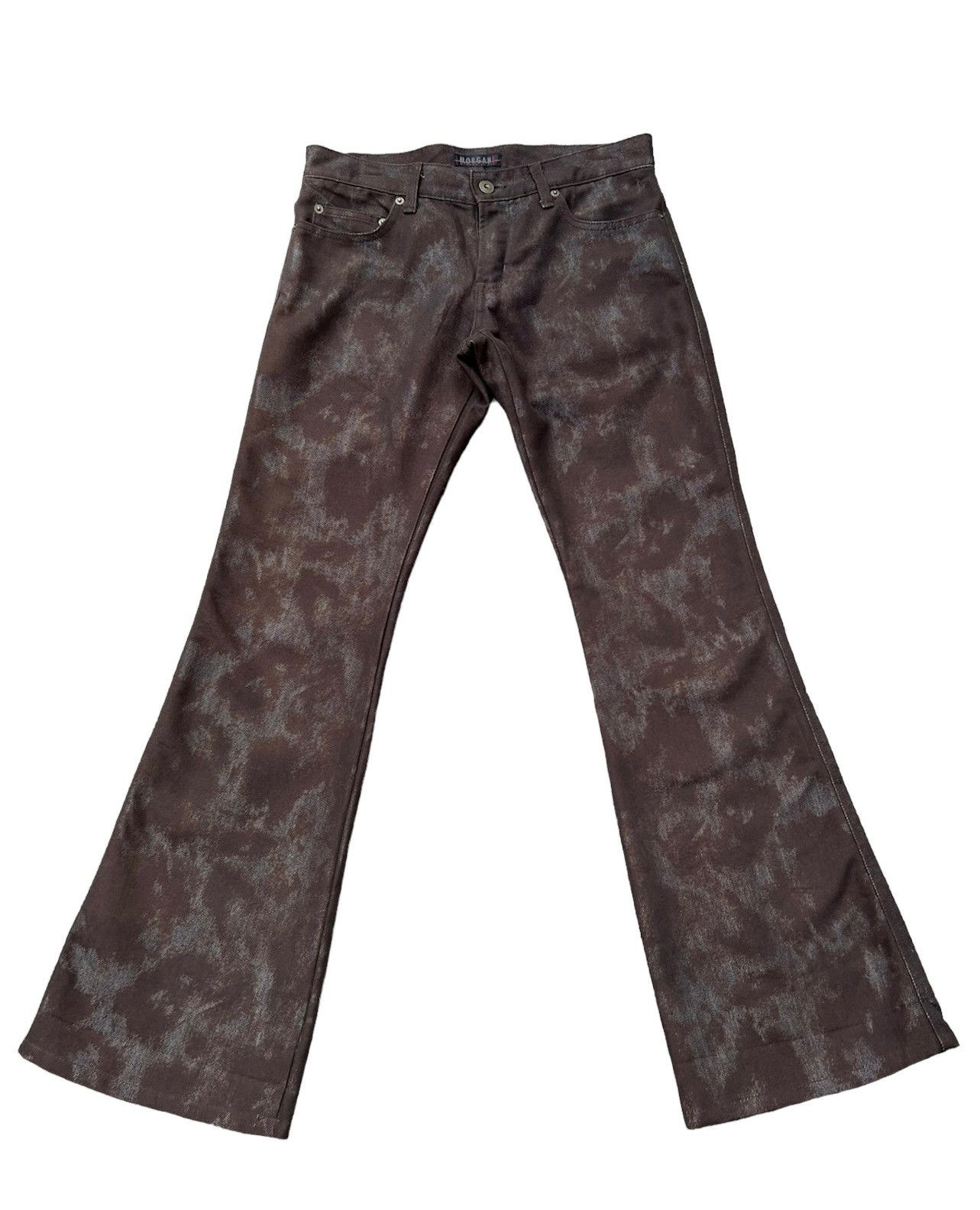 Morgan Homme Vintage 2000s Morgan Homme Japan Abstract Print Flare Jeans Size US 29 - 1 Thumbnail