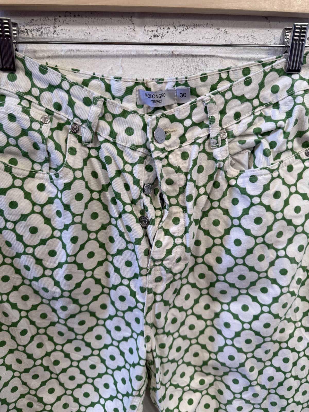Unknown London Women's Green and White Floral Patterned Pants Size 30" / US 8 / IT 44 - 4 Thumbnail