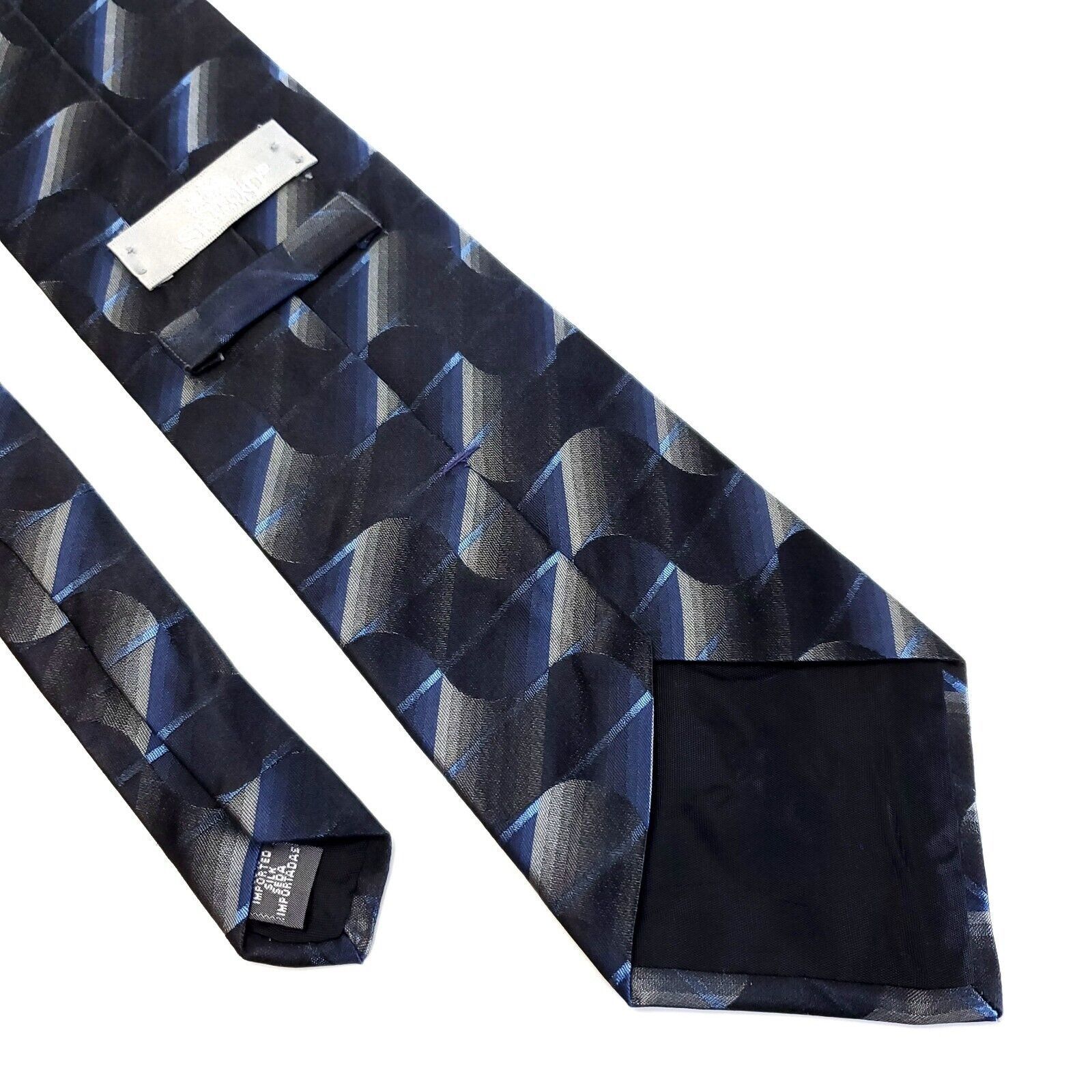 Stafford Stafford Executive Gray Blue Woven Abstract Short Wide Silk Size ONE SIZE - 5 Thumbnail