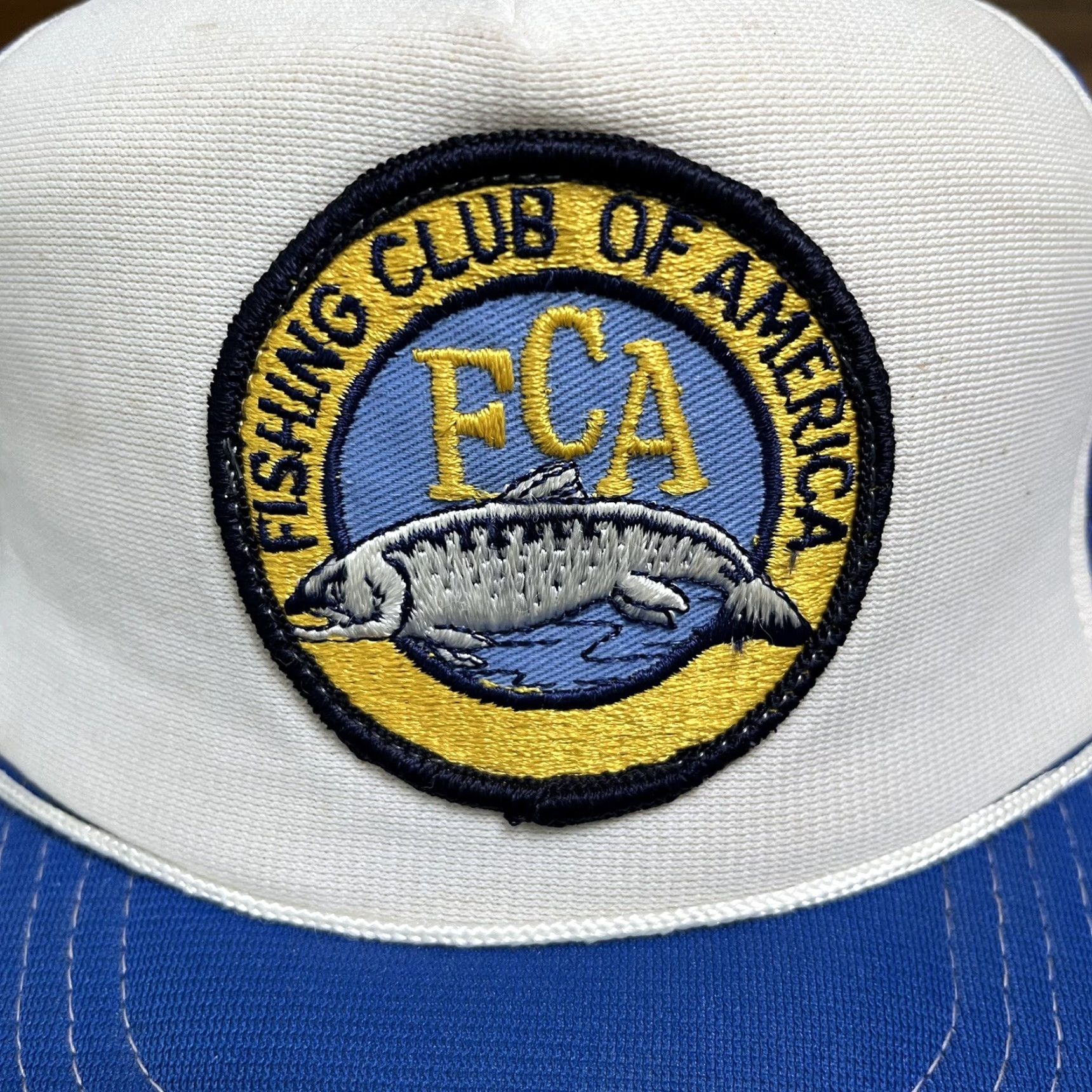 Vintage VINTAGE Fishing Club Of America Hat Cap Snap Back Rope Trucker FCA Salmon Size ONE SIZE - 2 Thumbnail
